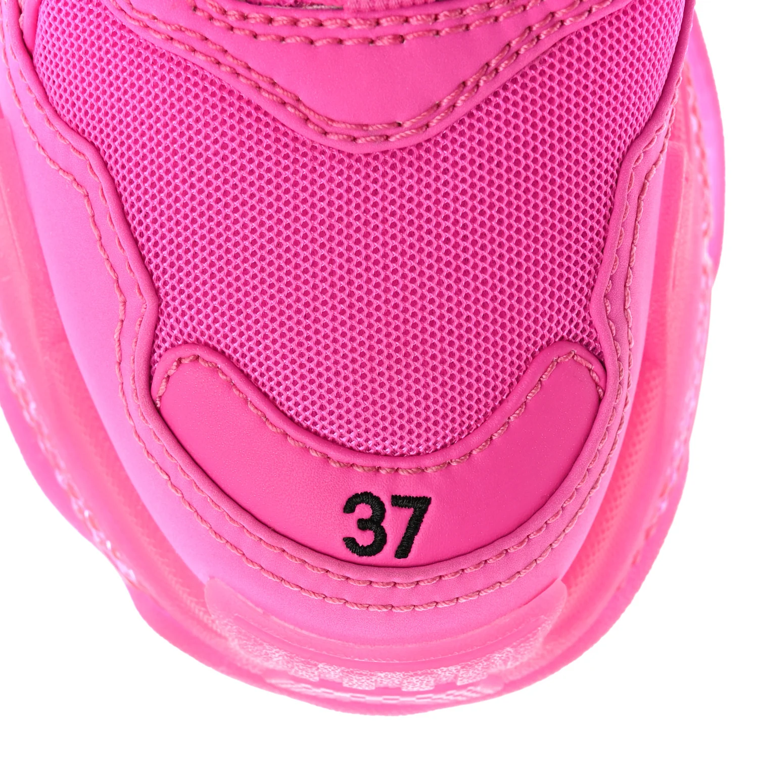 Fabric Mesh Clear Sole Fluo Womens Triple S Sneakers 37 Pink - Top Club