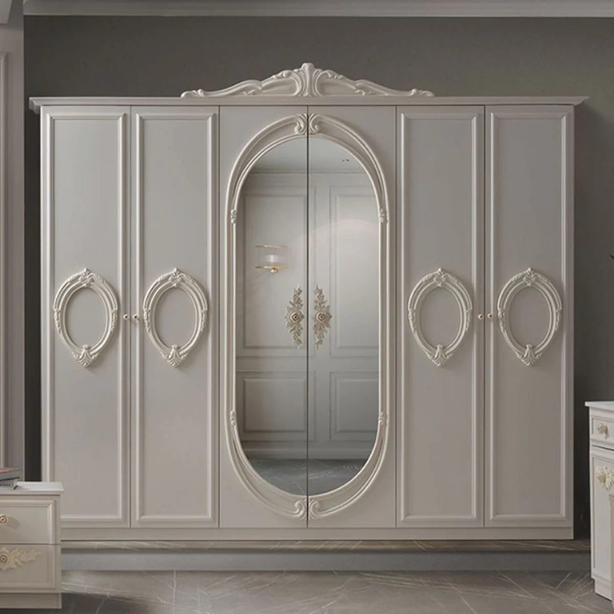 Luxury Baroque Bedroom Cabinet Cream 261 cm - Baroque Bedroom Furniture