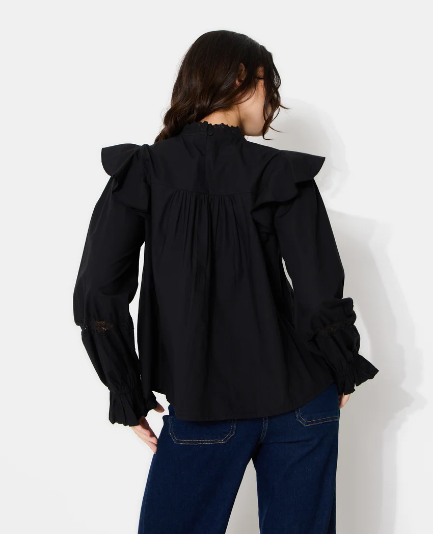 Pimkie Blouse en popeline avec dentelle et volants