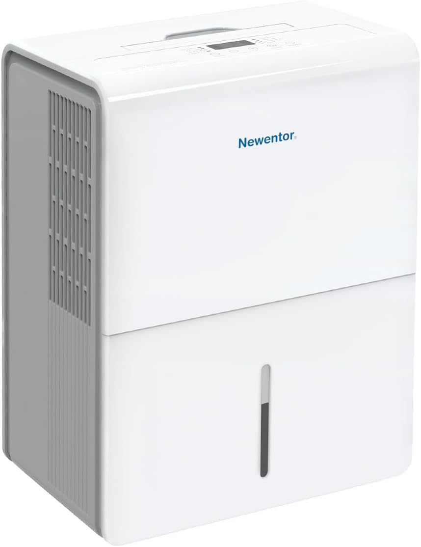 Newentor Deumidificatore Casa Muffa 25l/g adatto fino a 215m³/80m², deumidificatori elettrico con Tanica Estraibile, sensore di umidità, Filtro Lavabile,Timer 24 ore, portatile - Maniglia,Ruote
