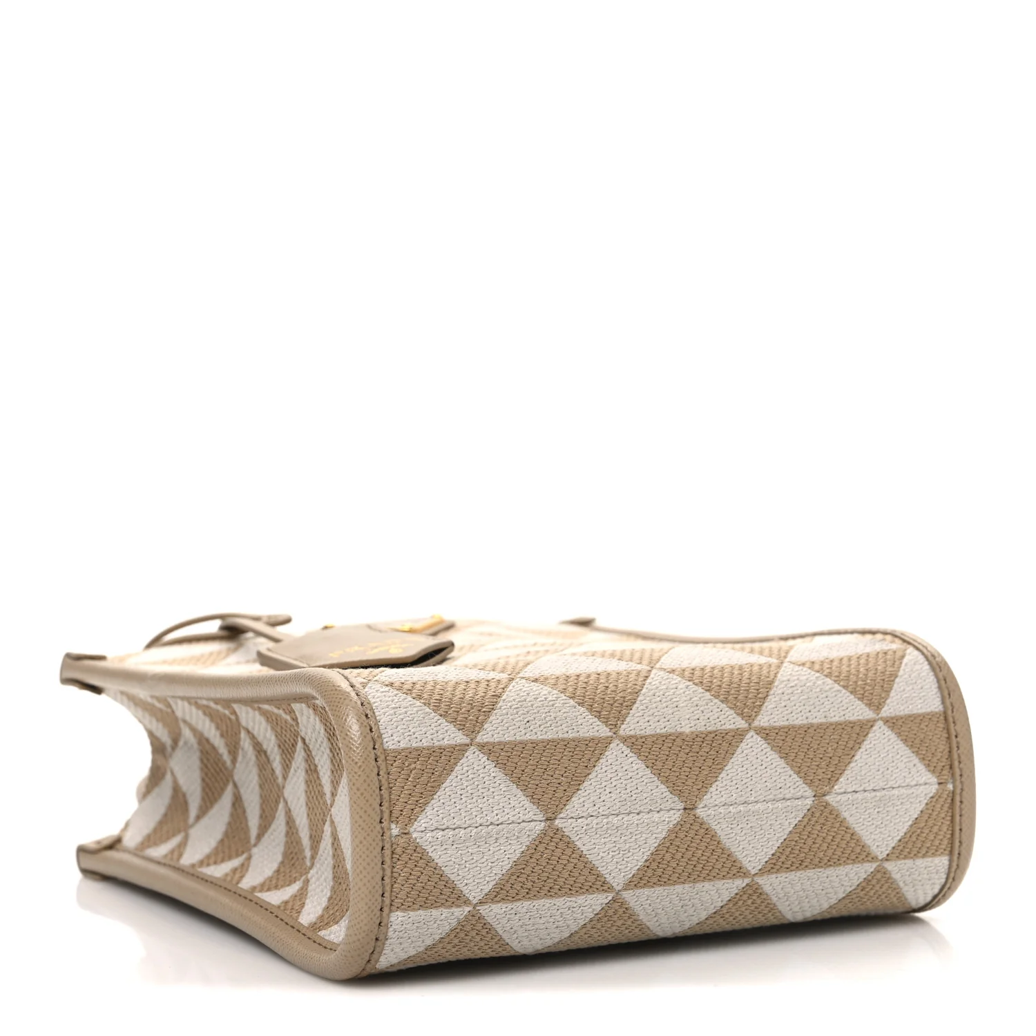 Jacquard Saffiano Triangolo Symbole Embroidered Micro Tote Corda Talco - Top Club