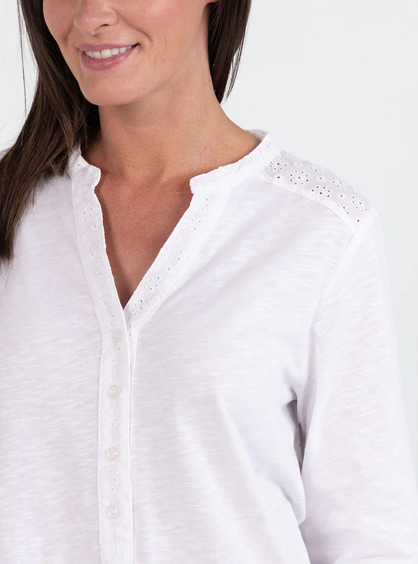 Blouse  femme en maille de coton blanc