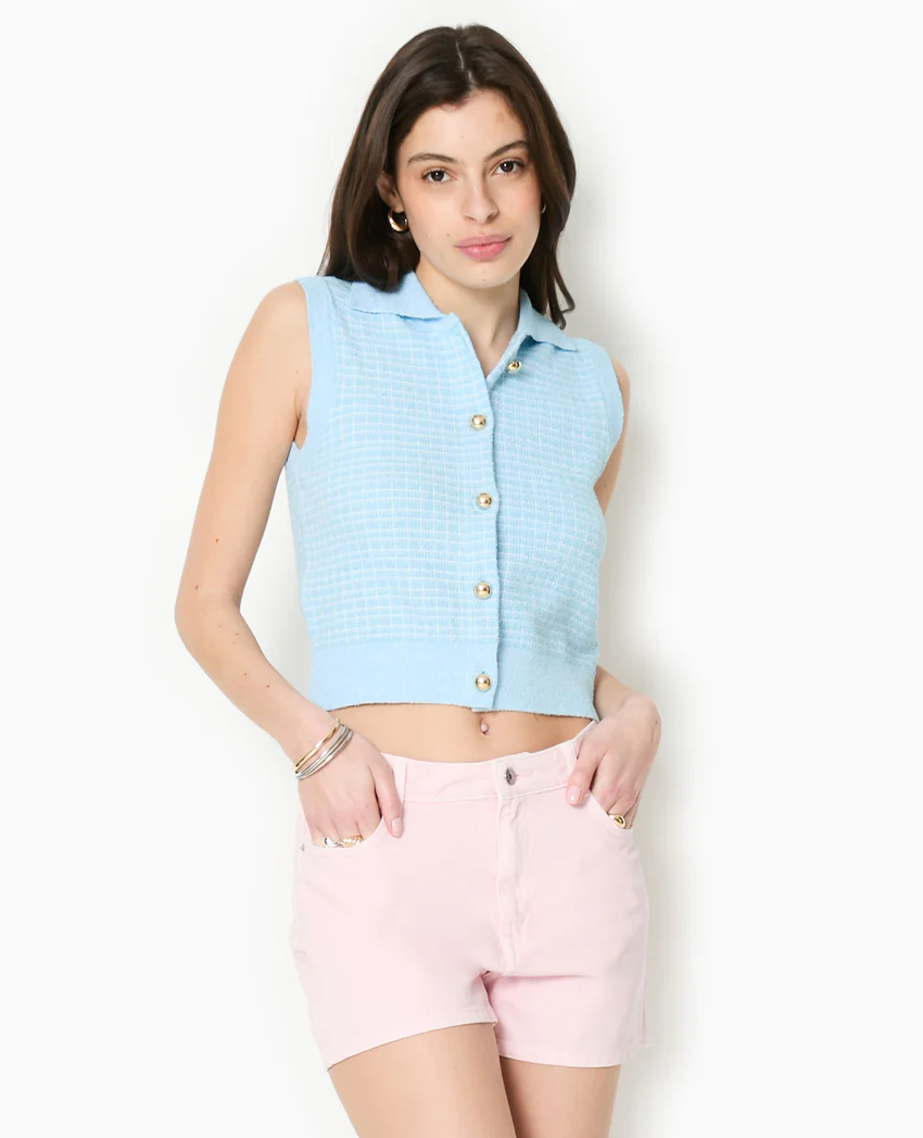 Pimkie Gilet sans manches en maille à carreaux