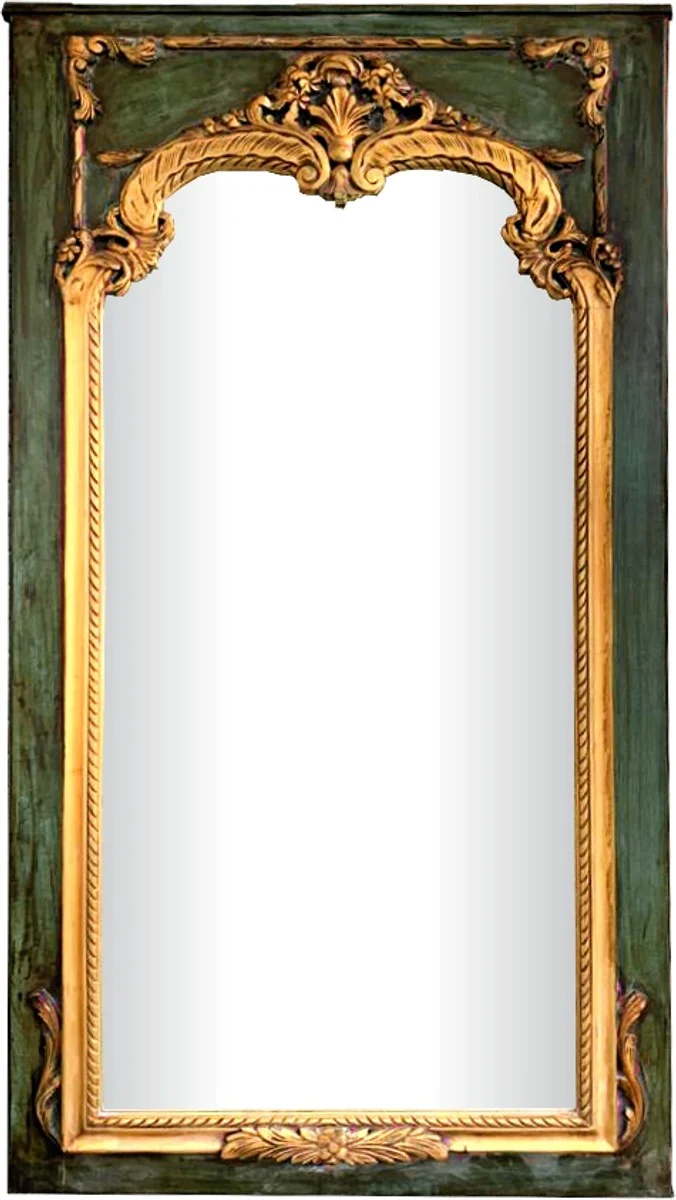 Baroque wall mirror green antique style / gold 105 cm x H 192 cm - antique look - noble and magnificent