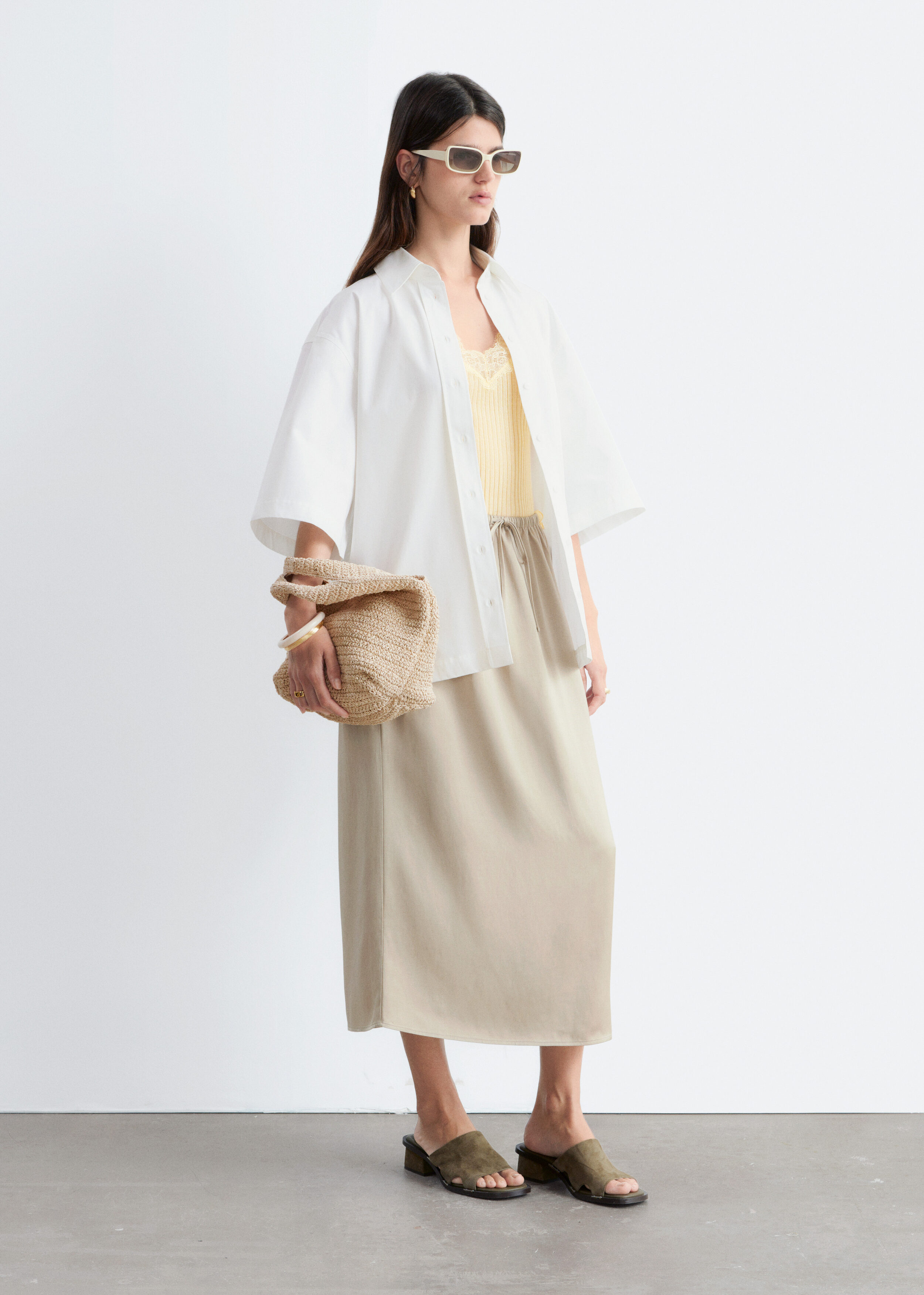 & Other Stories DRAWSTRING MIDI SKIRT