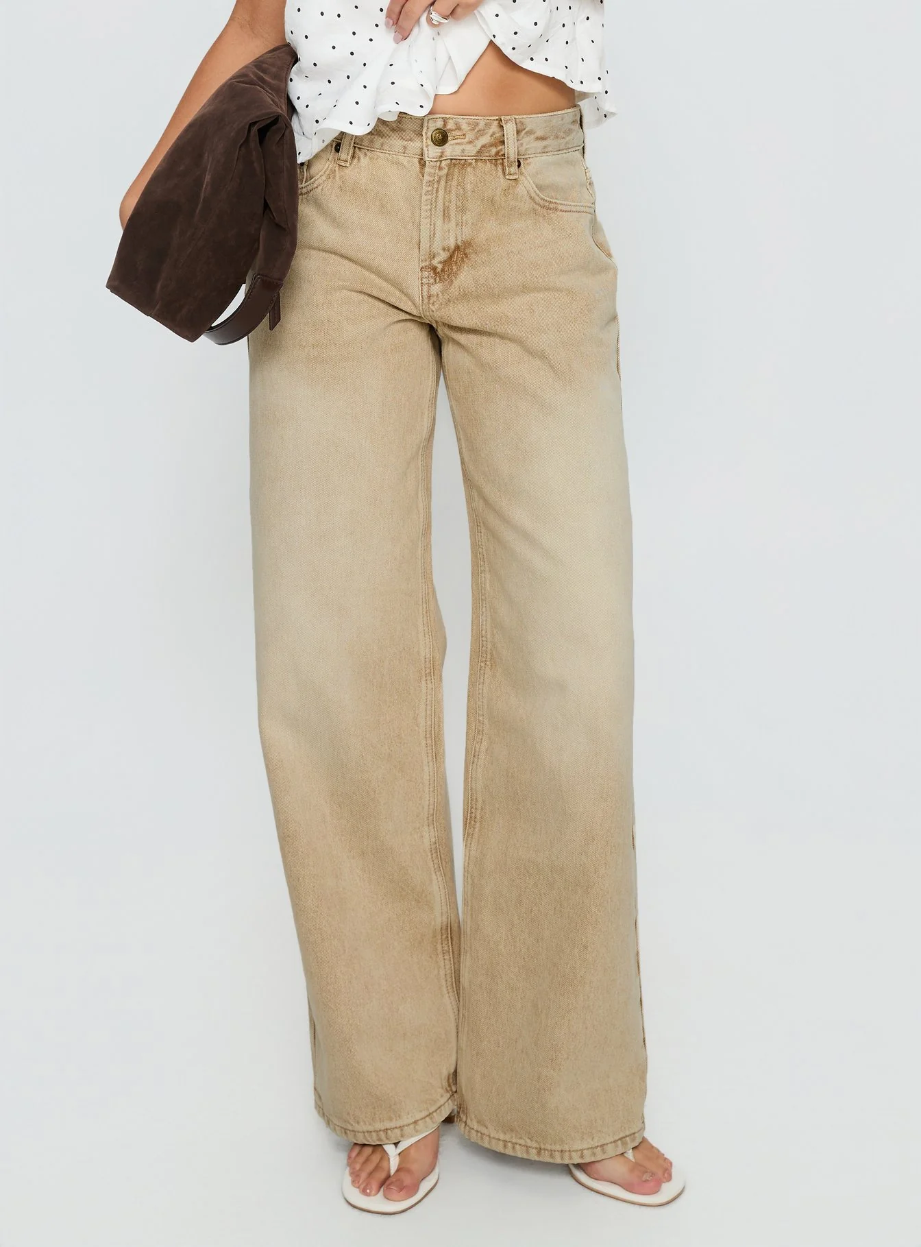 Serenitia Mid Rise Relaxed Jeans Sandy Brown Wash