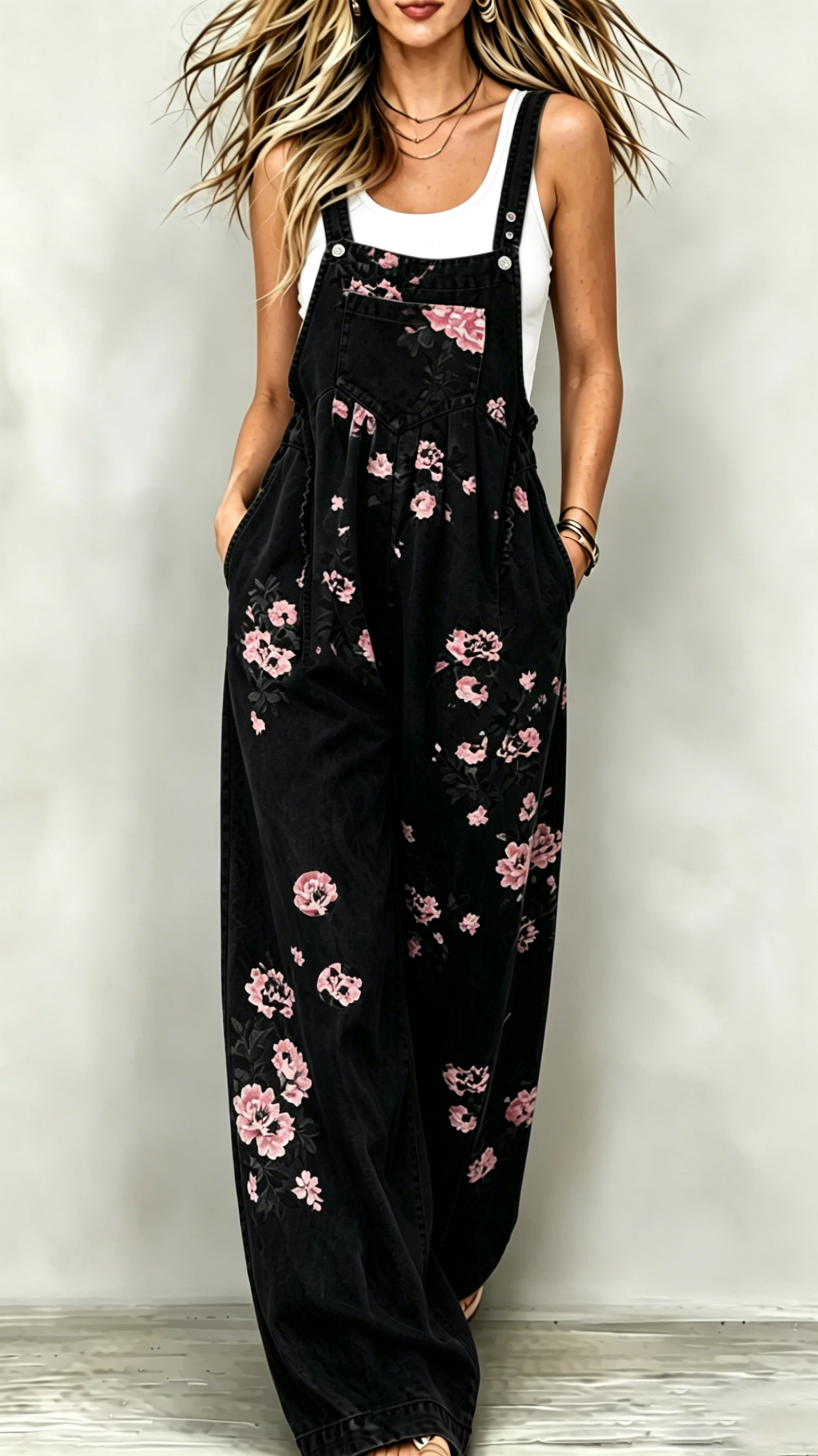 Printed Casual Jumpsuit — Sleeveless Overalls - Nordfashionstorm - Women's Clothing, Fashion for You - Nordfashionstorm.com