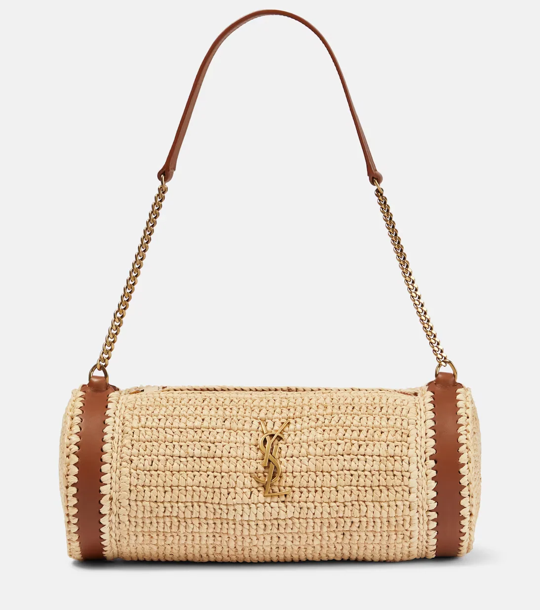 SAINT LAURENT Cassandre Small raffia shoulder bag - Top Club