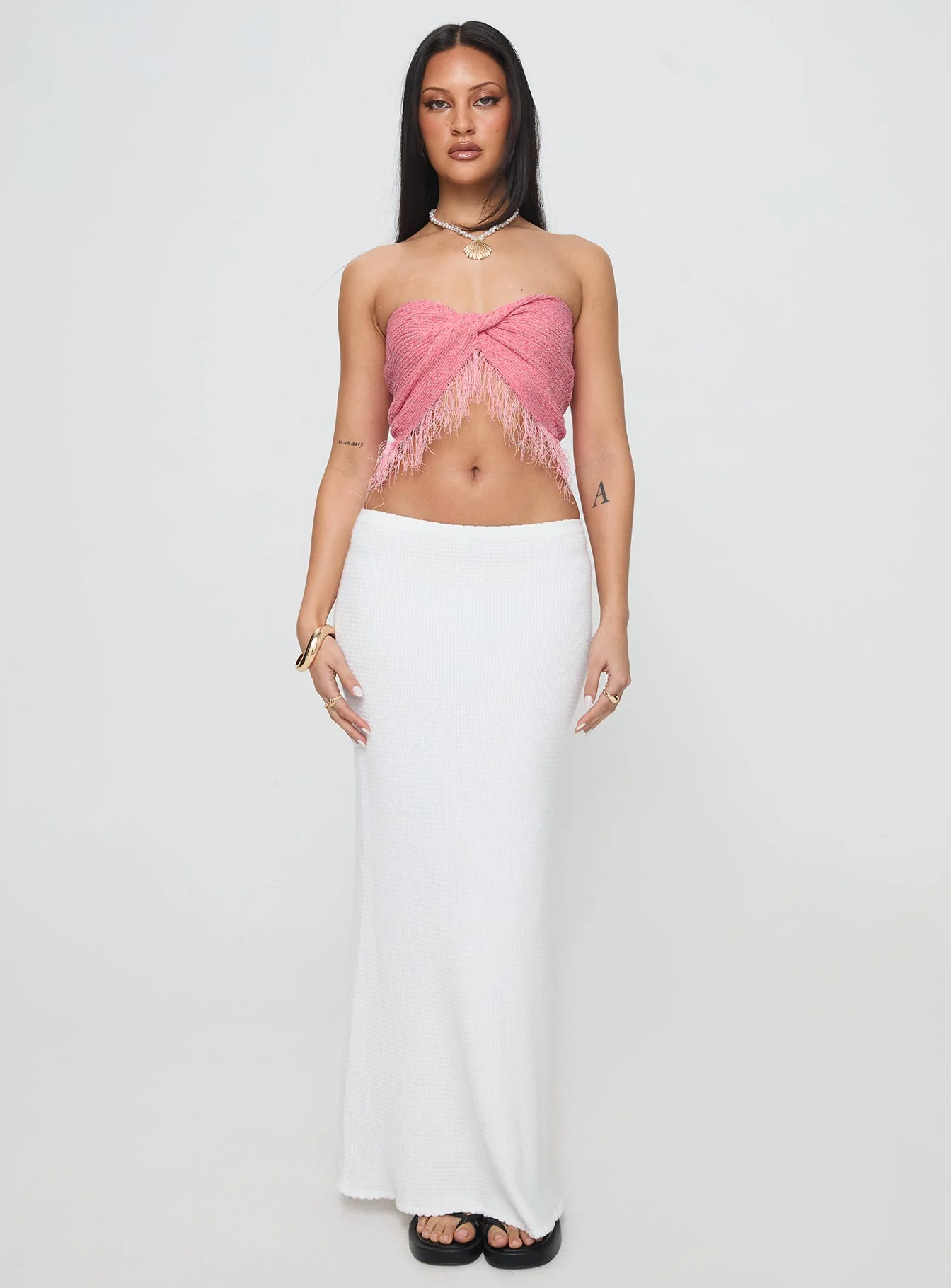 Kovac Reversible Fringe Tube Top Pink