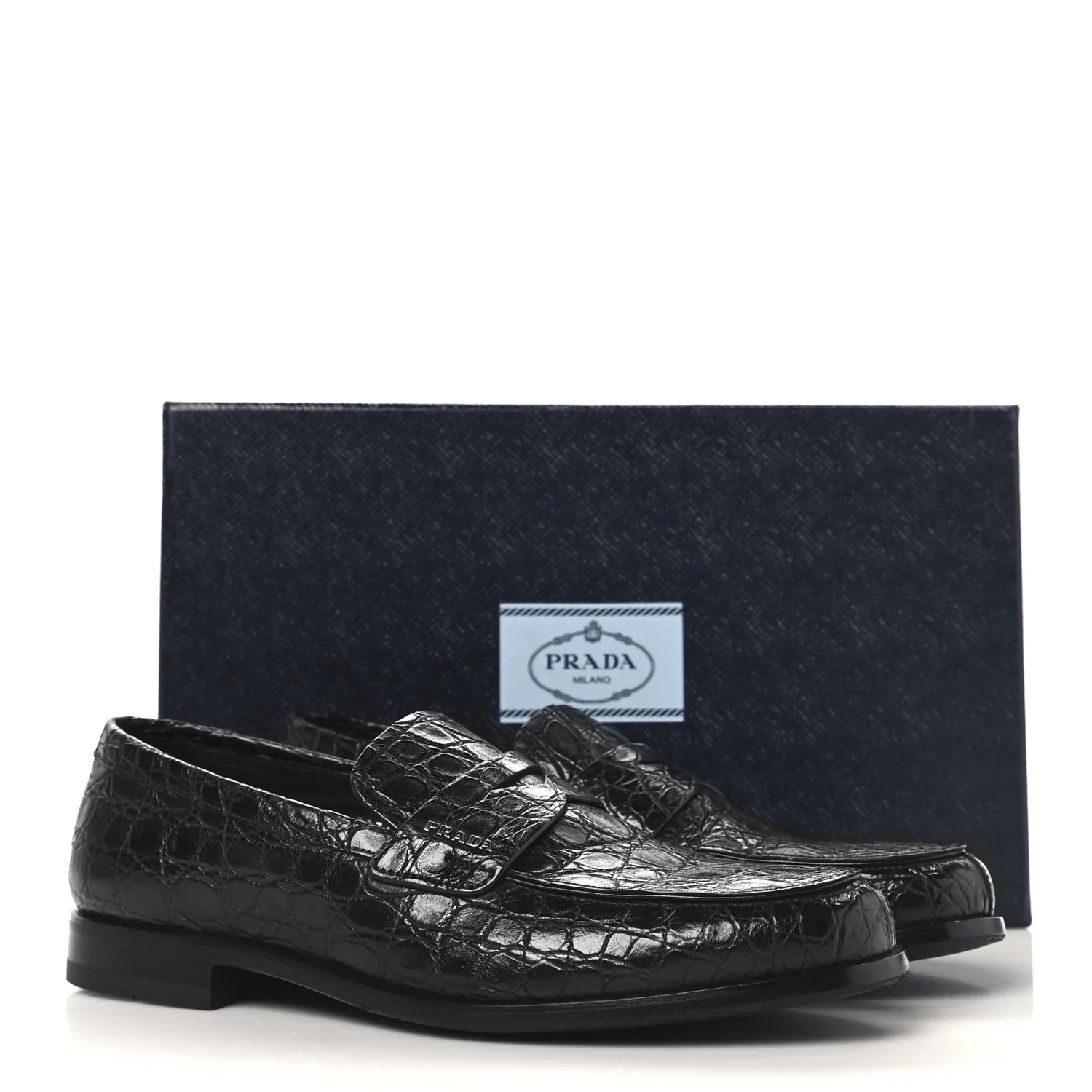 Crocodile Mens Loafers 7 Black - Top Club