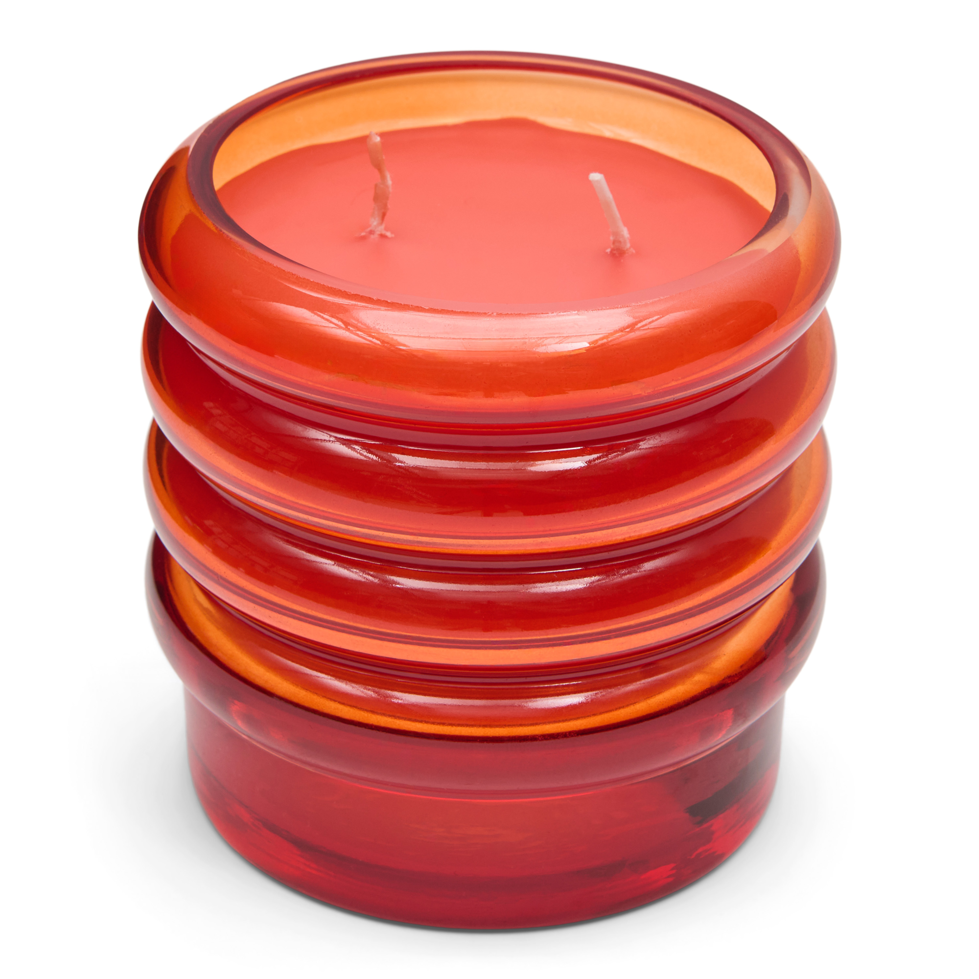 Geurkaars Bubbly red orange small Musk & Santal