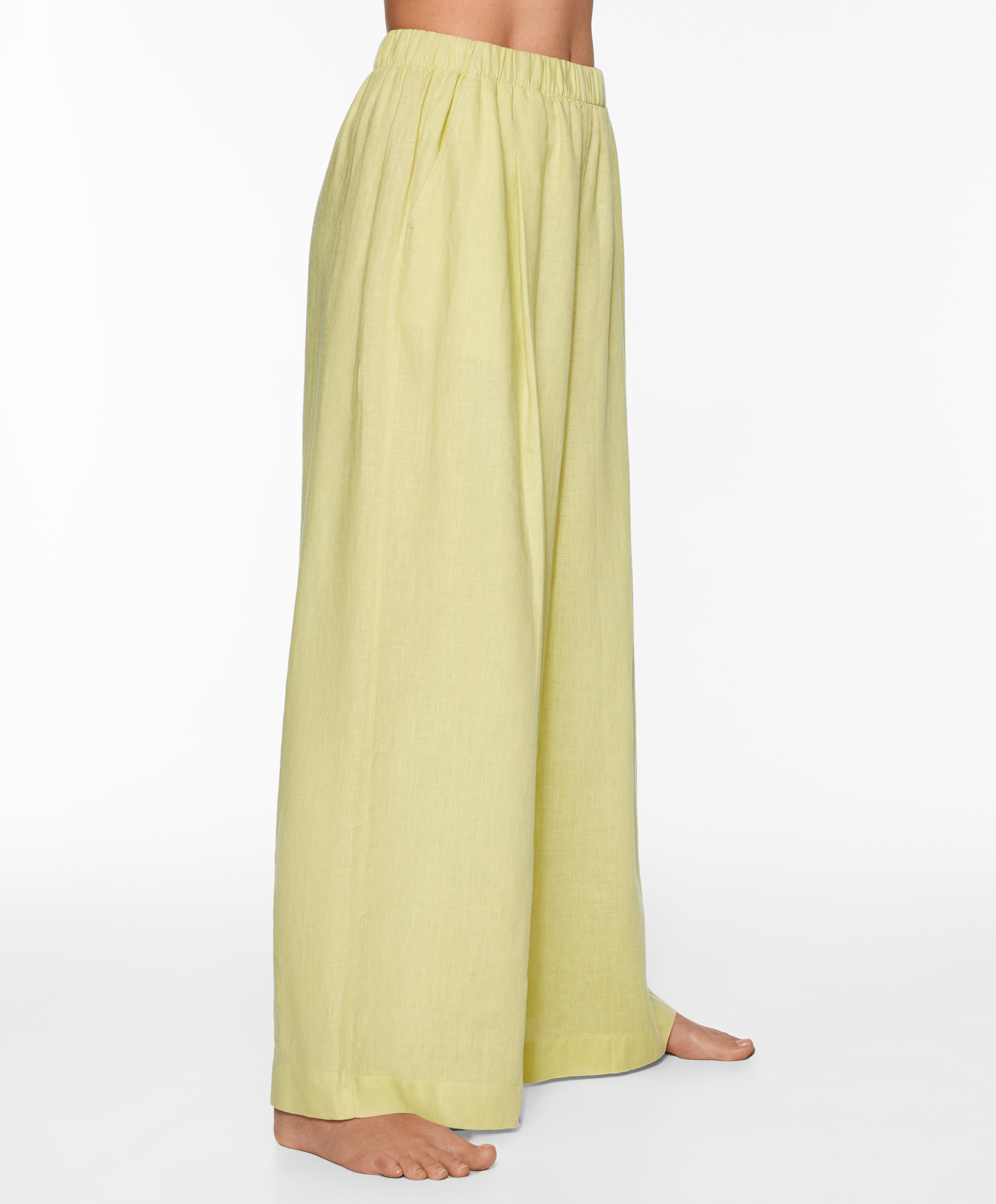 OYSHO 100% linen wide straight-leg trousers