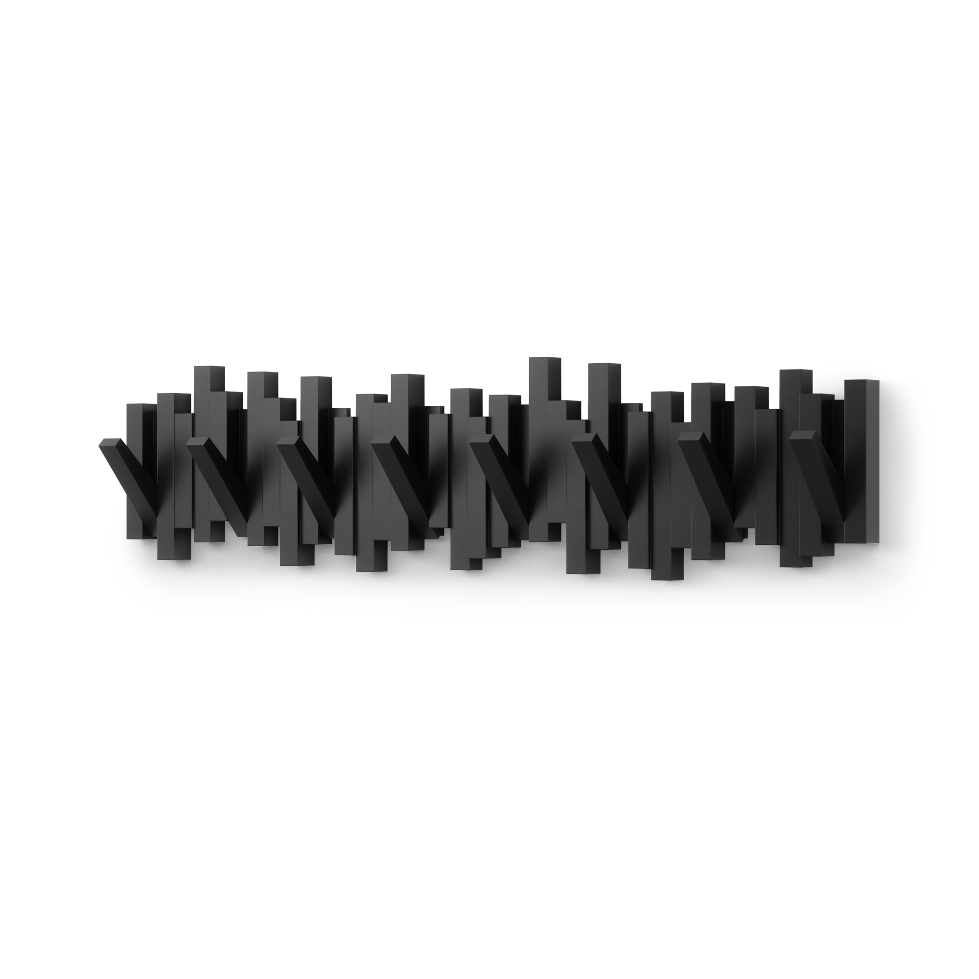 Wandkapstok Sticks met 5 ophanghaken zwart