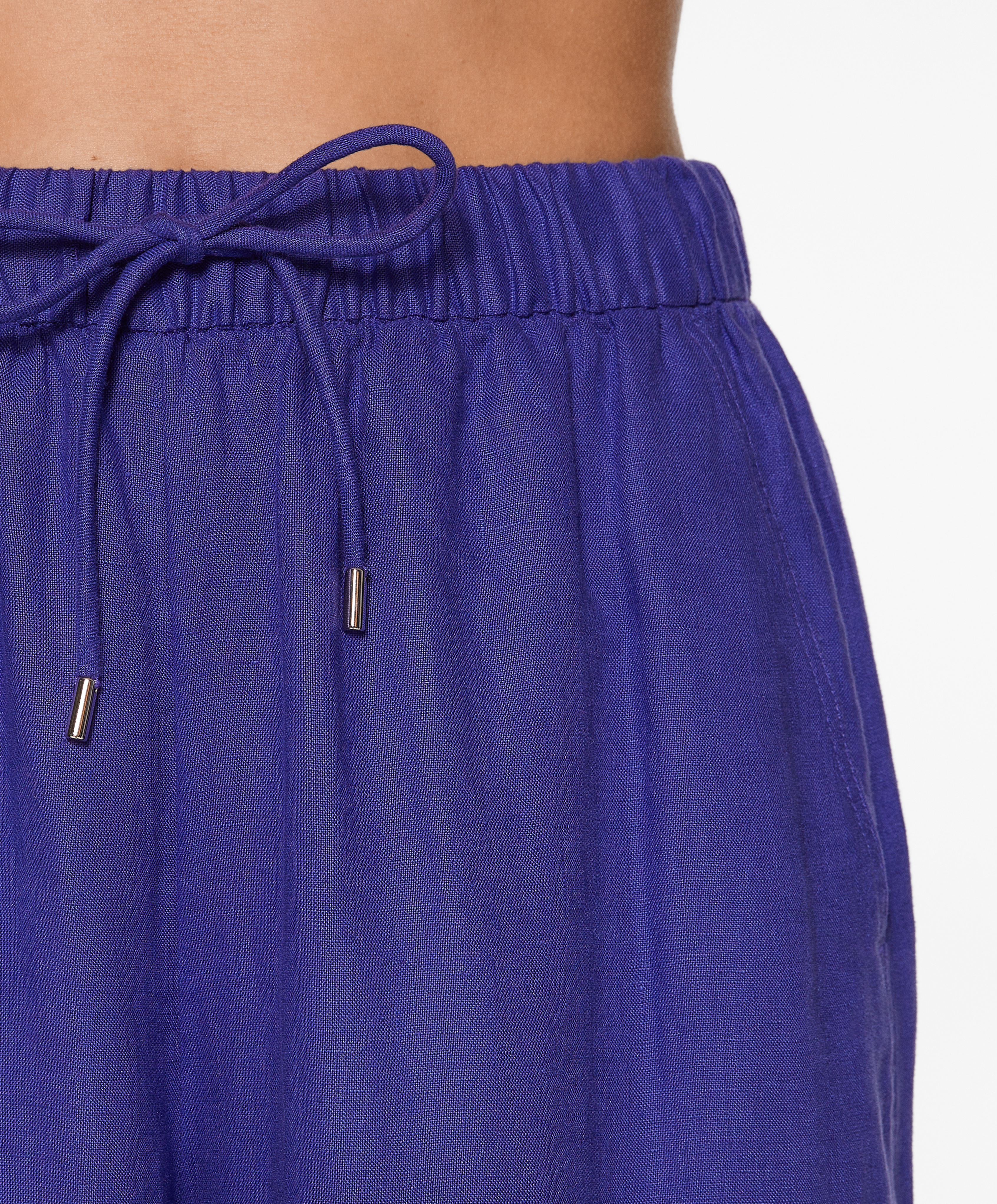 OYSHO 100% linen wide straight-leg trousers