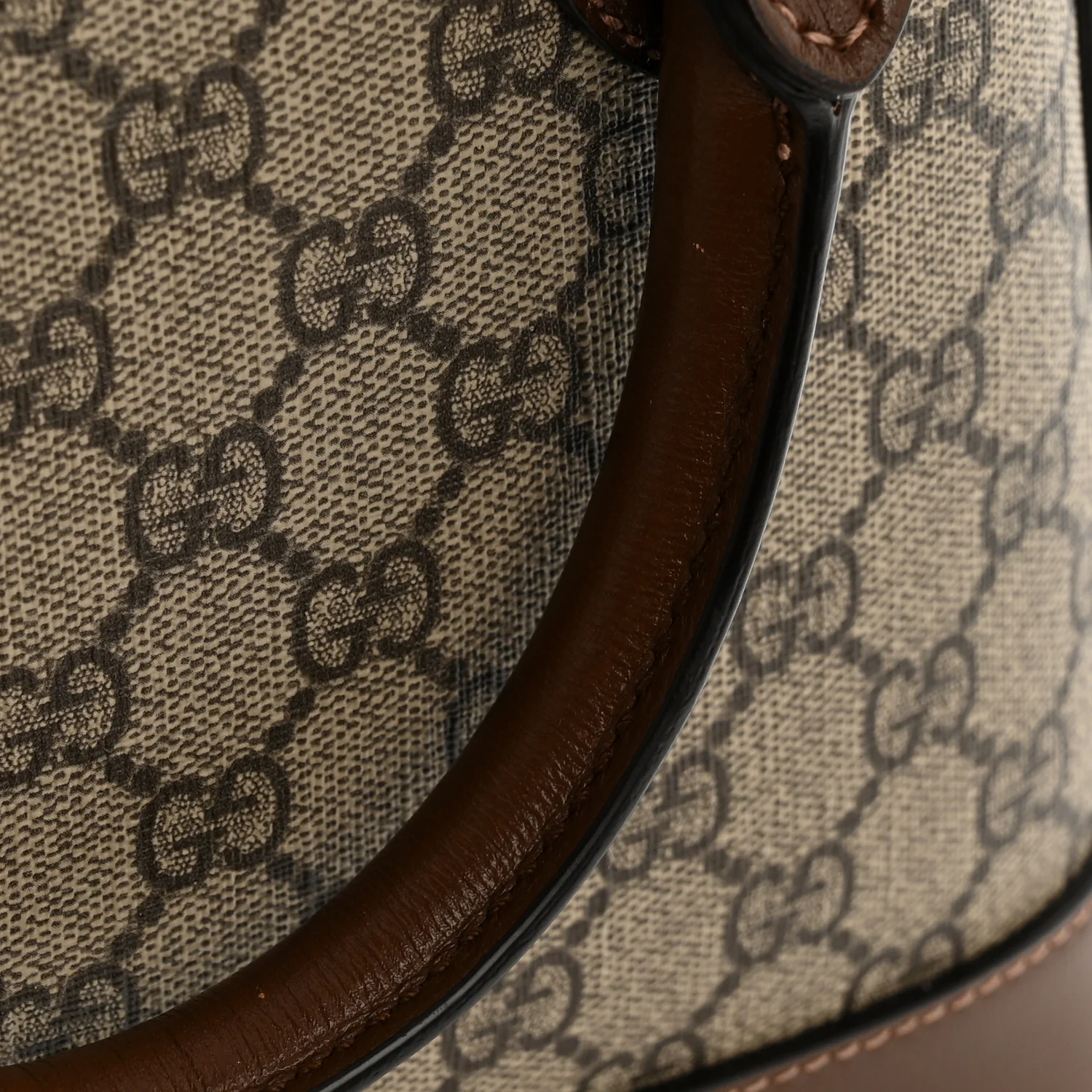 GG Supreme Monogram Azalea Calfskin Small Horsebit 1955 Top Handle Bag Beige Ebony Brown Sugar - Top Club