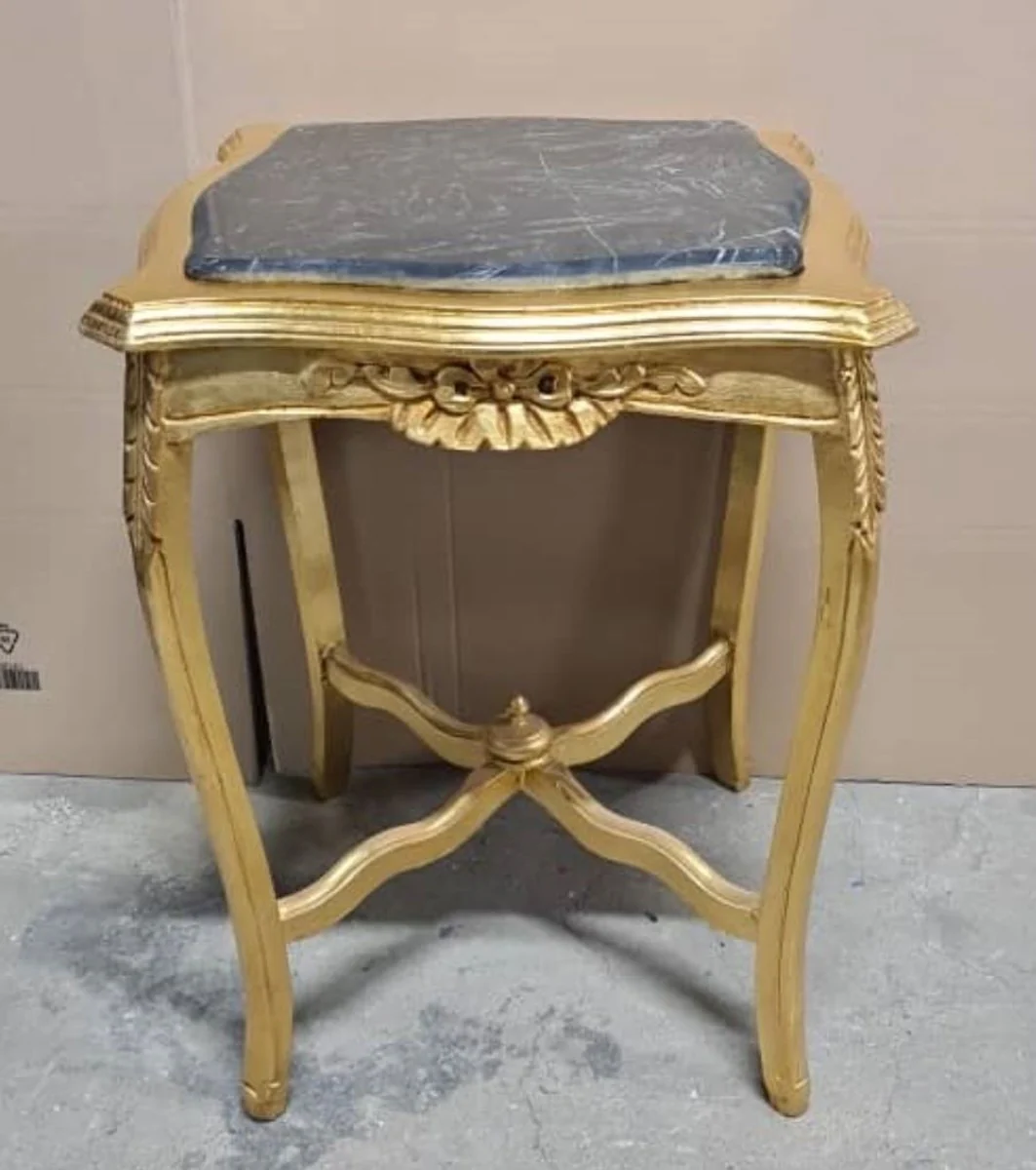 Baroque side table with marble top gold / black H. 70 cm