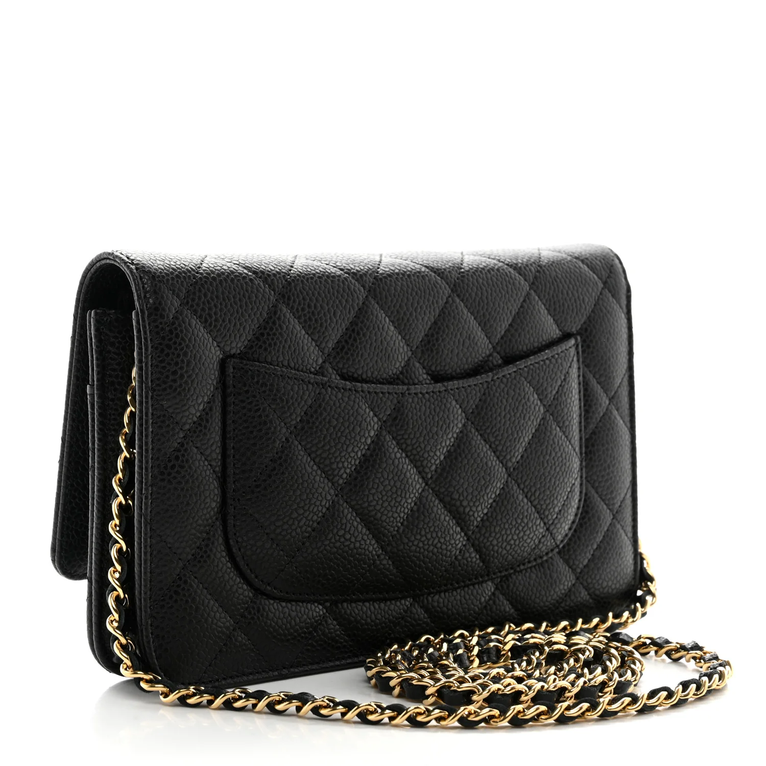 Caviar Quilted Wallet on Chain WOC Black - Top Club