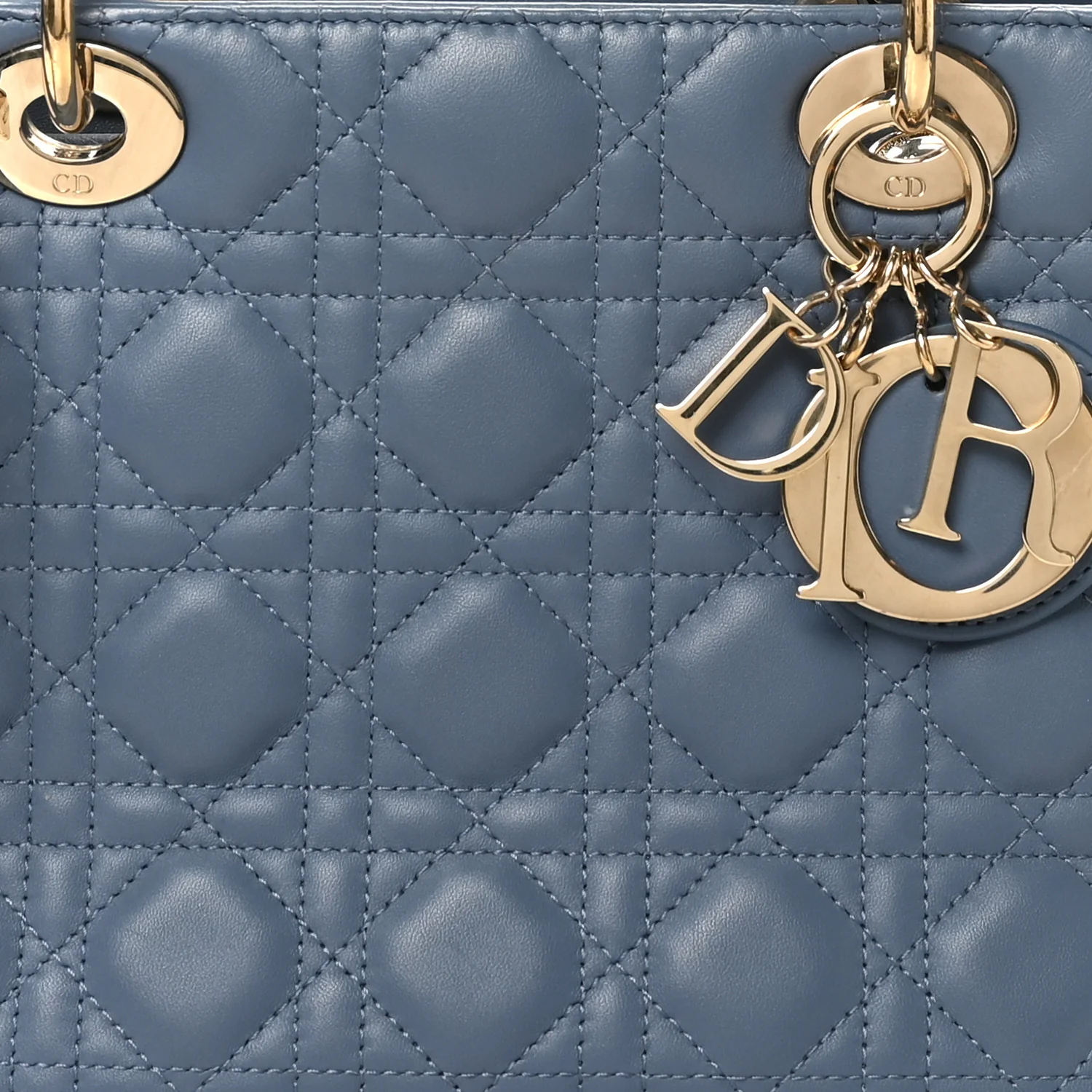 Lambskin Cannage Medium Lady Dior Denim Blue - Top Club