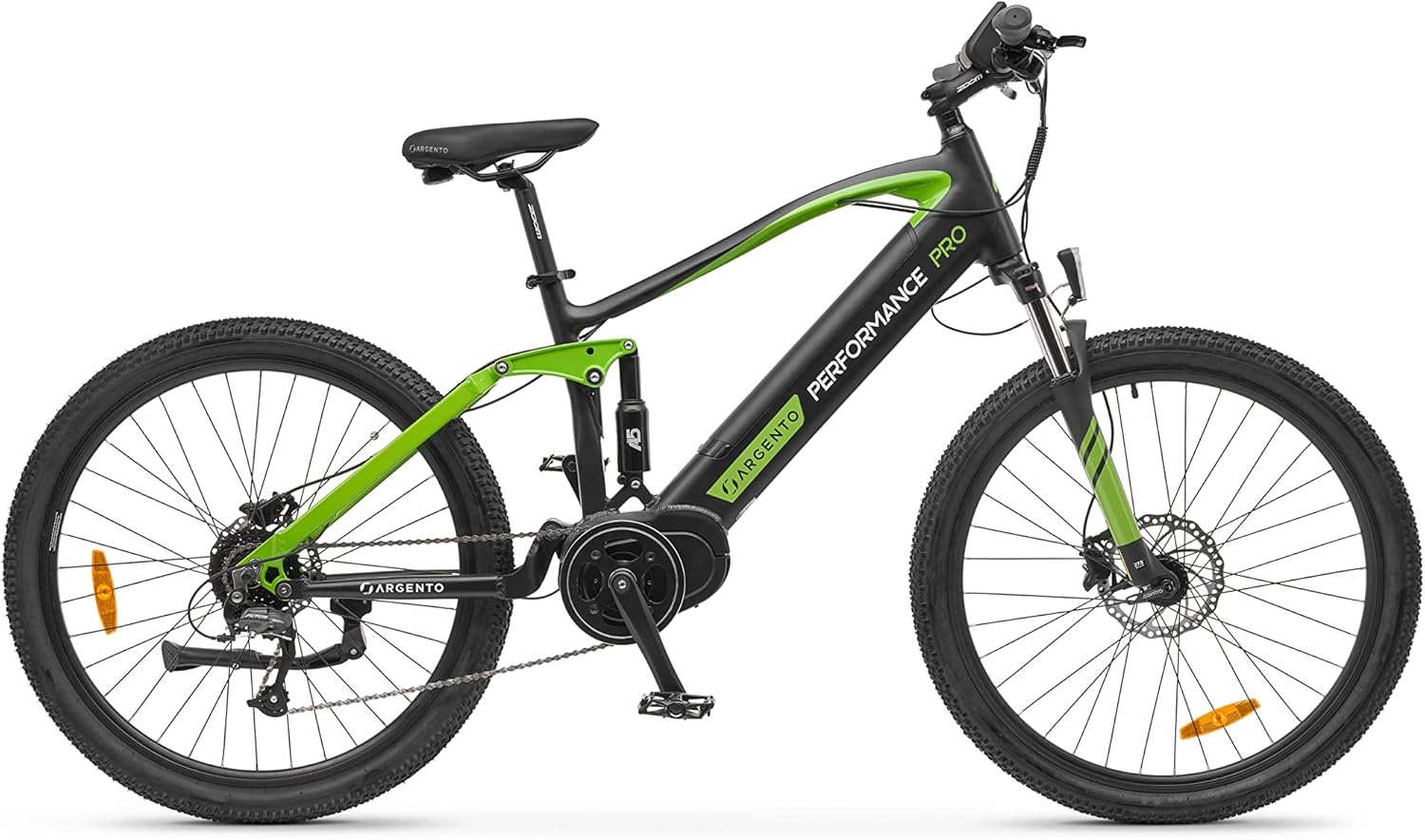 Argento Mountain E-bike Performance Pro, Batteria 468W, Motore Centrale 250W, Cambio Shimano 9 Rapporti, Freni Idraulici, Ruote 27,5