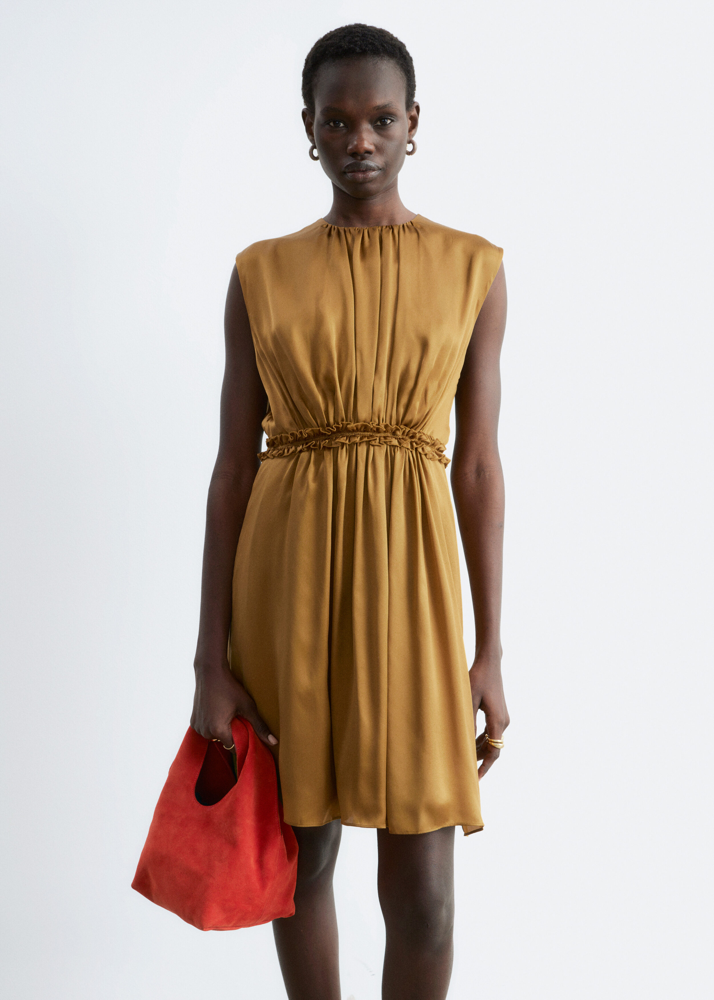 & Other Stories GATHERED SILK MINI DRESS