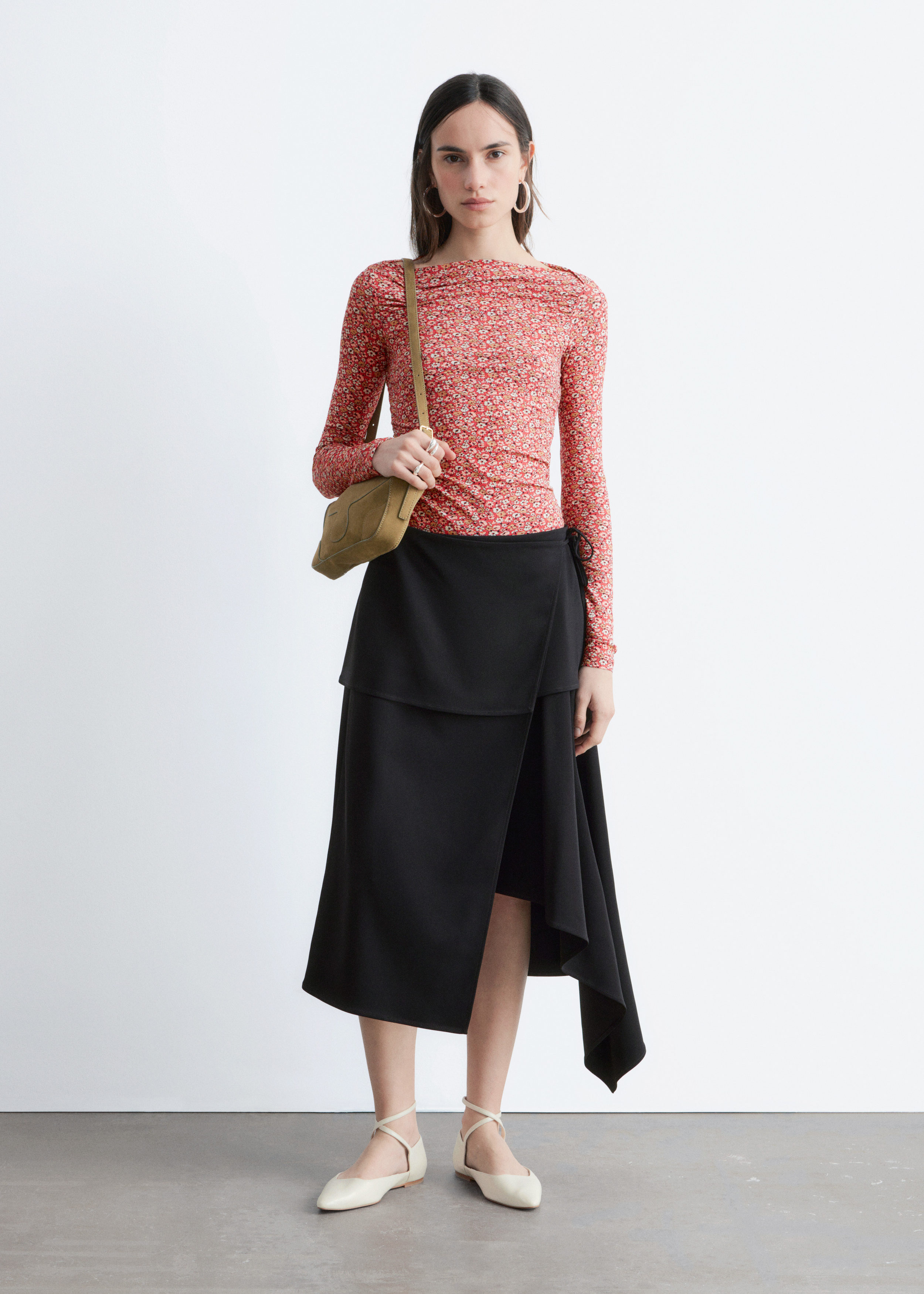 & Other Stories RUCHED FLORAL TOP