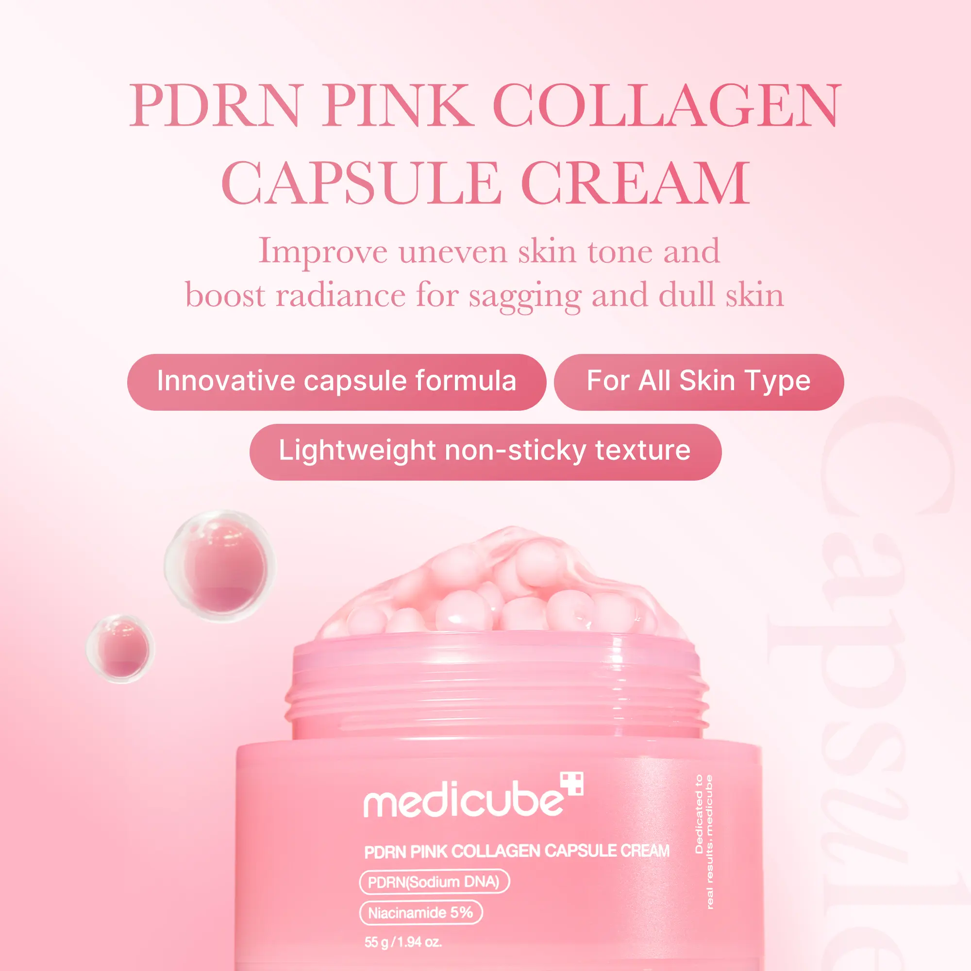 [medicube] Salmon DNA Home Aesthetic Duo ㅣ Glass Glow Salmon DNA Facial Skincare Set with PDRN Exosome Shot + PDRN Pink Collagen Capsule Cream