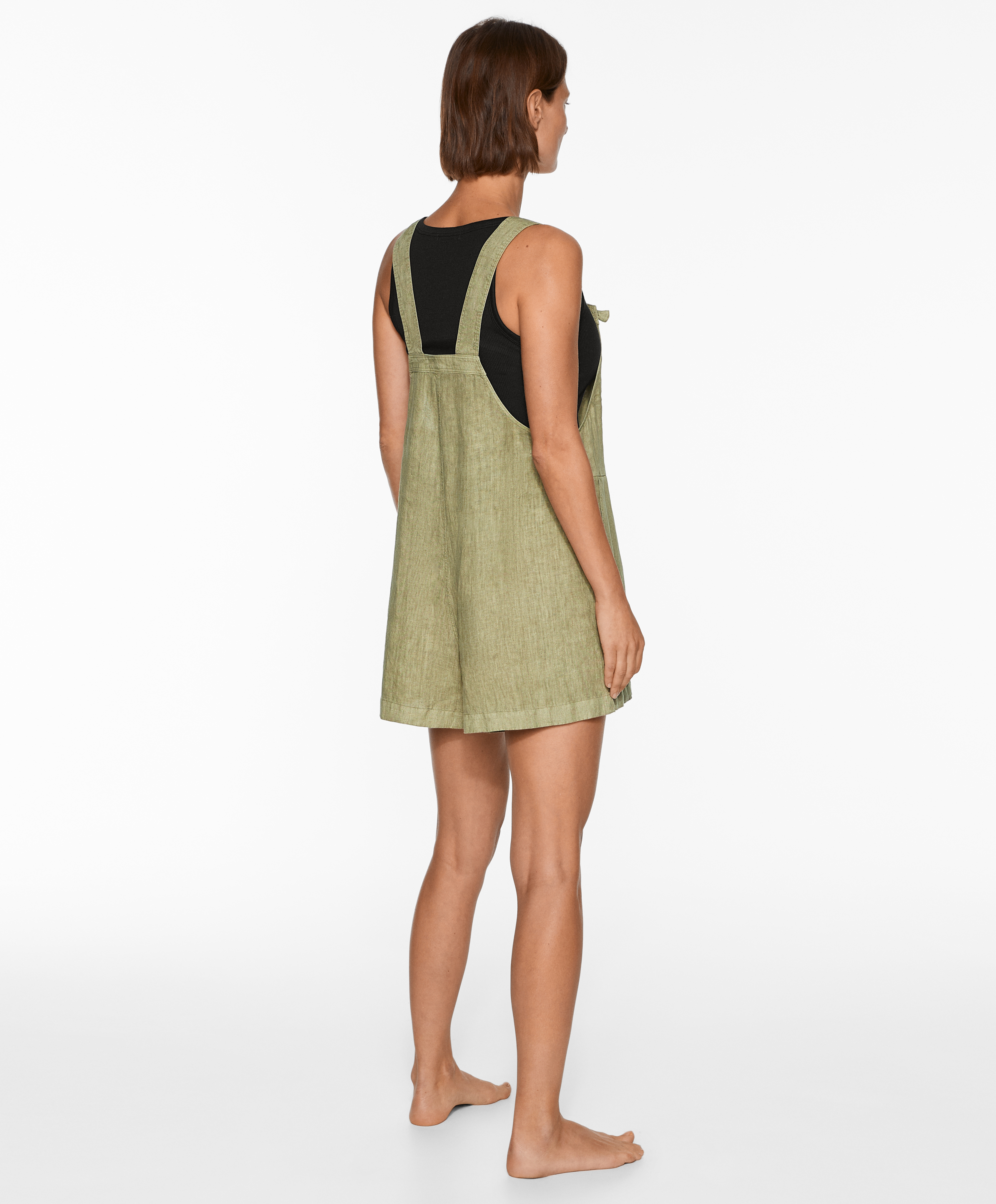 OYSHO Short strappy jumpsuit in 100% linen