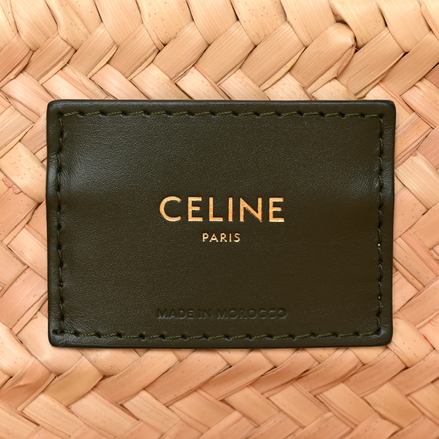 Raffia Calfskin Triomphe Medium Panier  Green - Top Club
