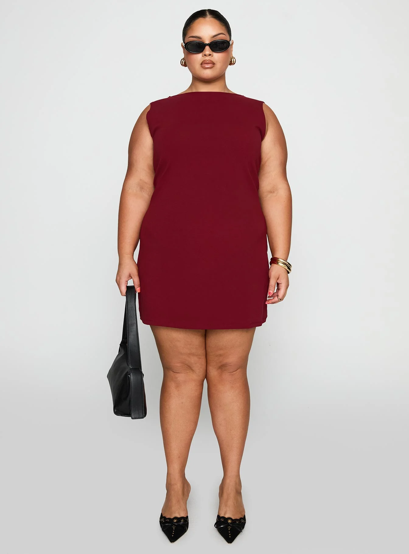 Zimmie Mini Dress Burgundy Curve