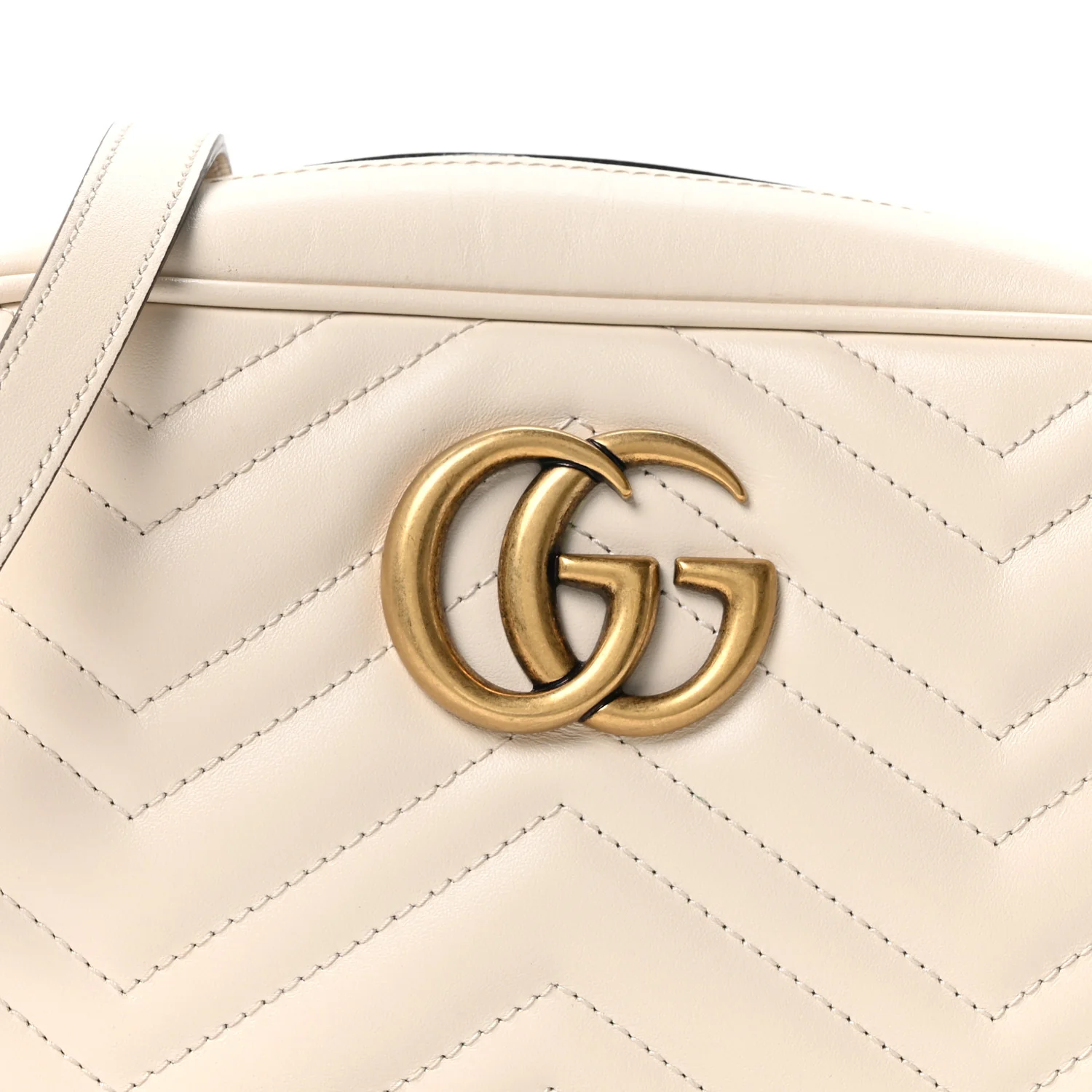 Calfskin Matelasse Small GG Marmont Chain Shoulder Bag White - Top Club