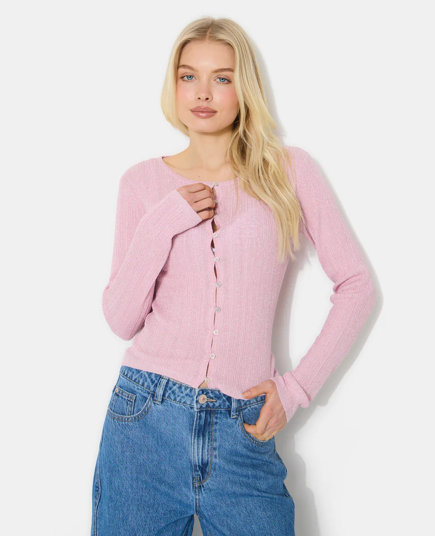 Pimkie Gilet maille fine et côtelée avec lurex