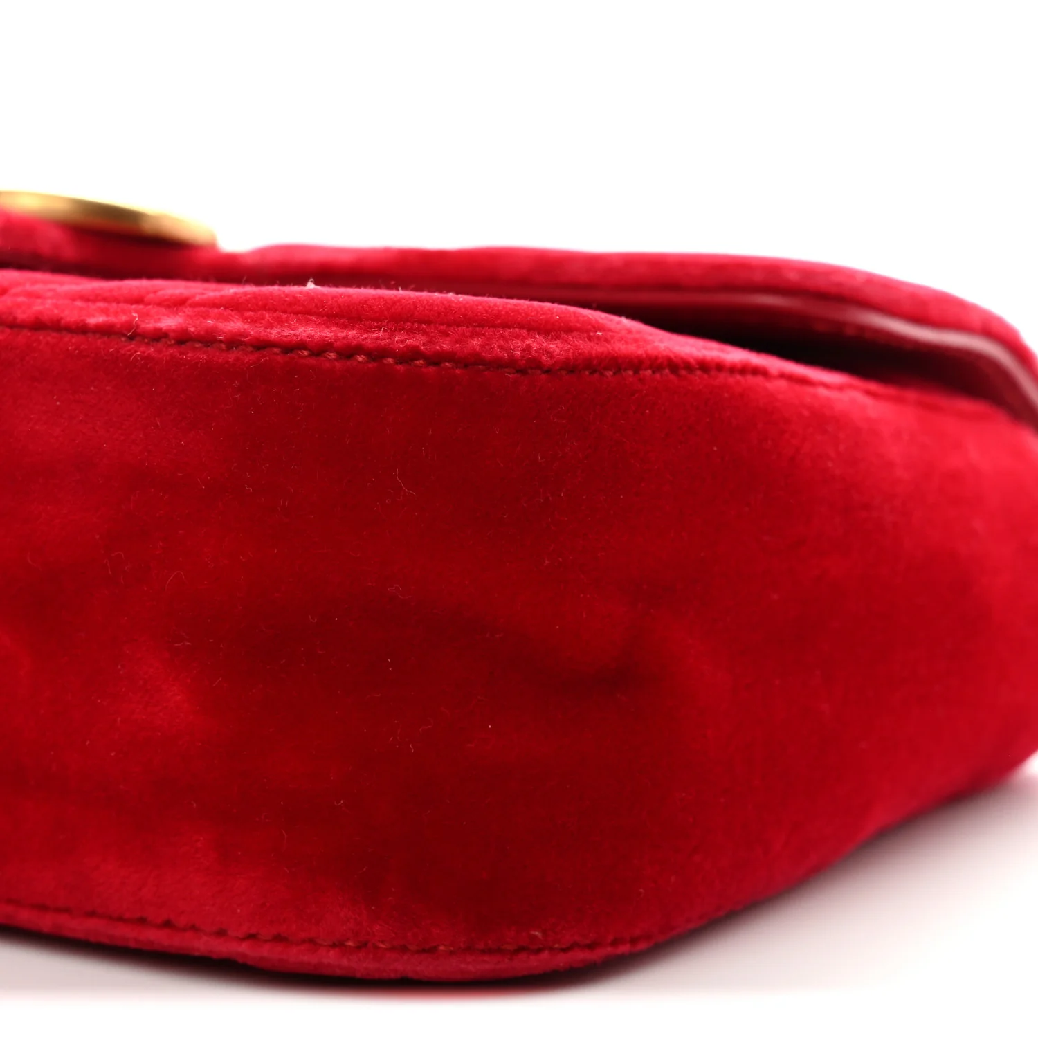 Velvet Matelasse Mini GG Marmont Shoulder Bag Hibiscus Red - Top Club