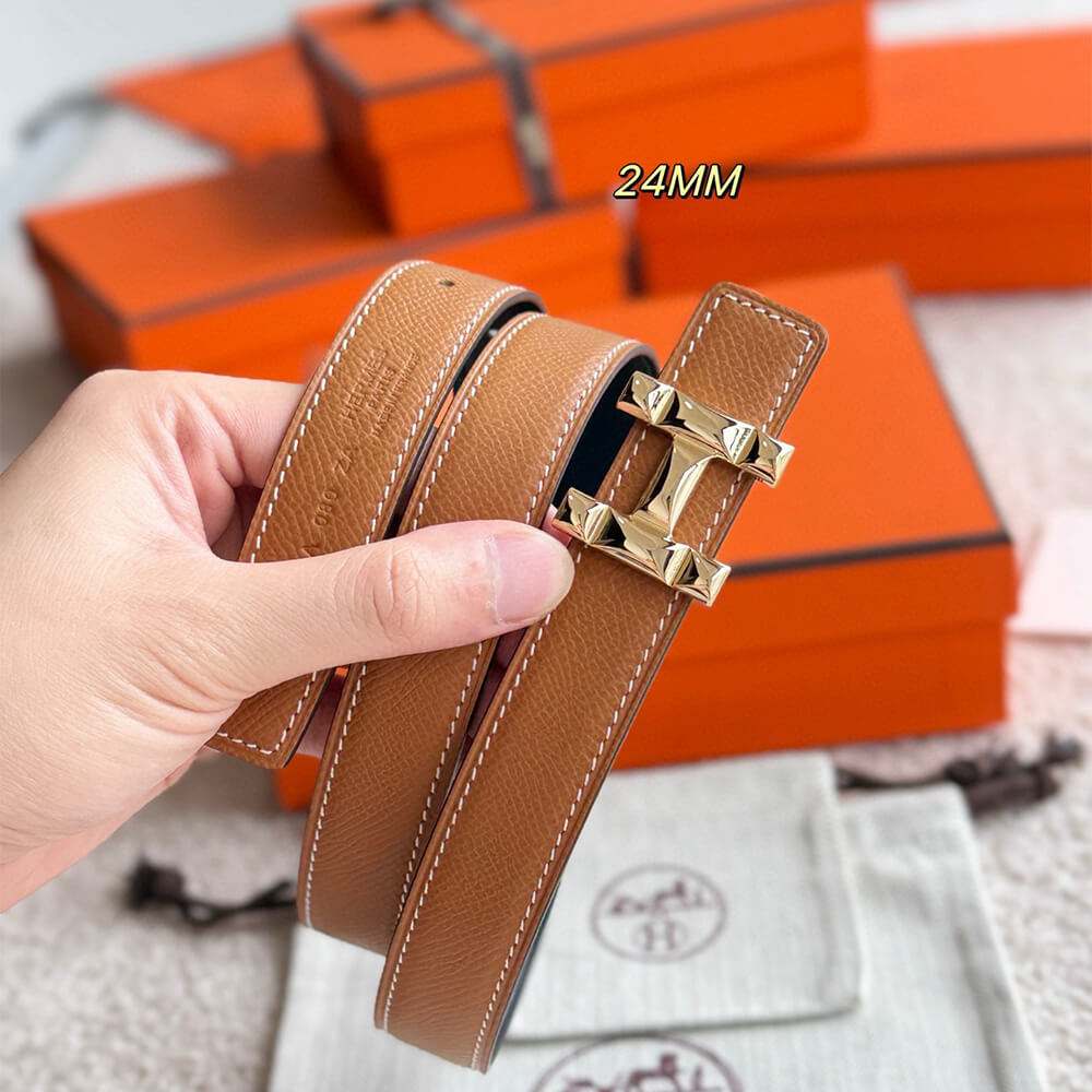 H Infini belt buckle   Reversible leather strap 24 mm - Top Club
