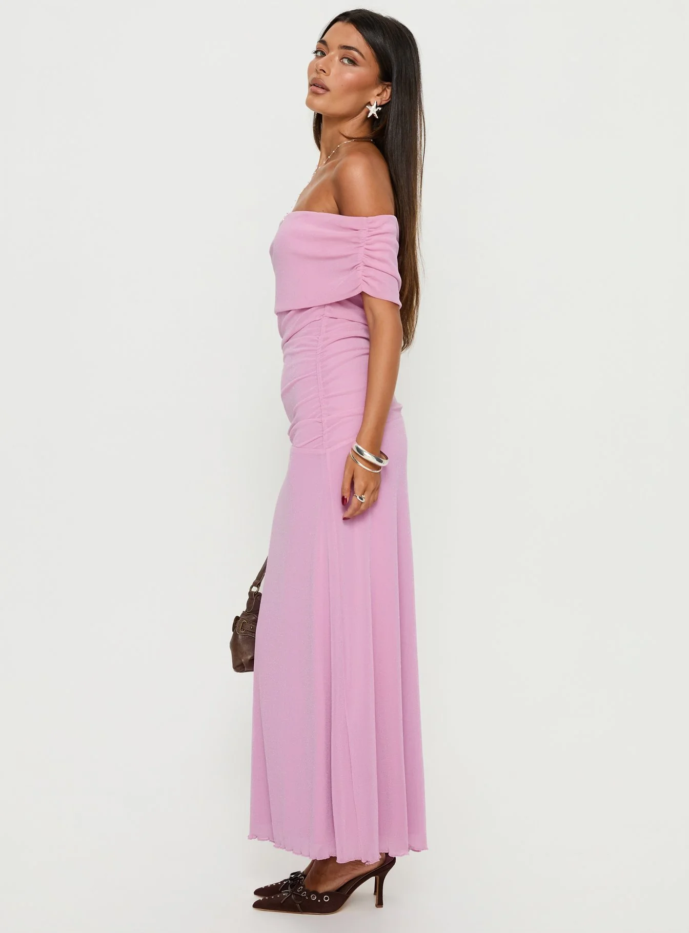 Penelopa Off Shoulder Maxi Dress Pink