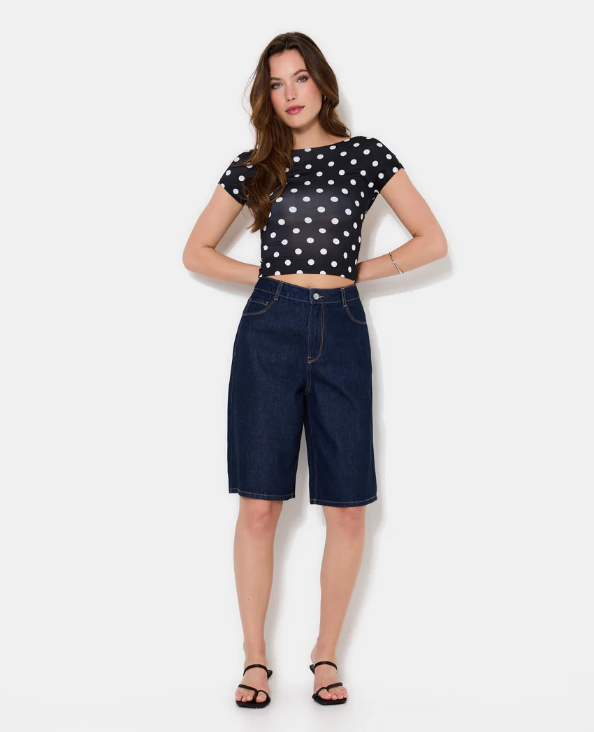 Pimkie Top court dos ouvert motif pois