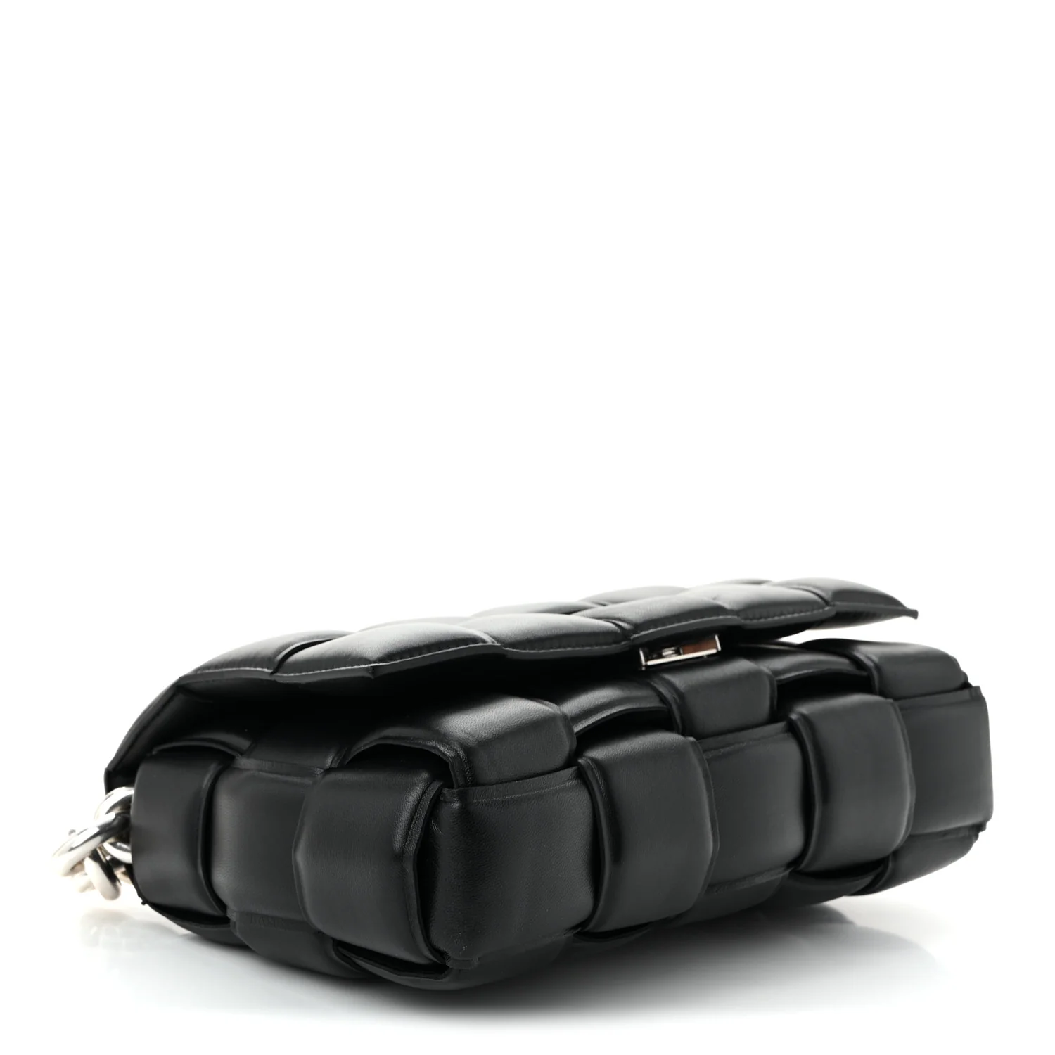 Lambskin Maxi Intreccio Padded Chain Cassette Crossbody Bag Black - Top Club