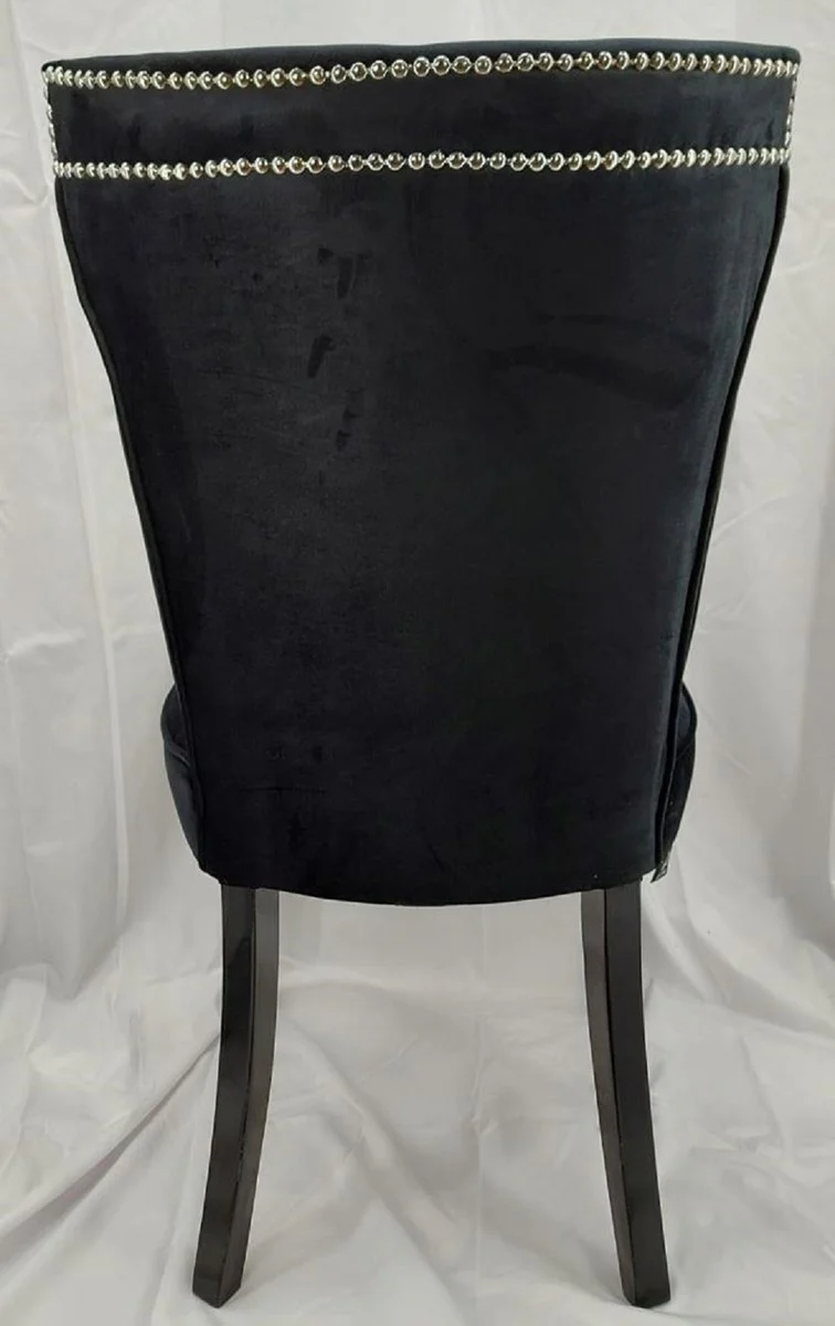 Luxury dining room chair black / silver - kitchen chair with elegant velvet fabric - dining room furniture - kitchen furniture - luxury furniture - luxury furnishings