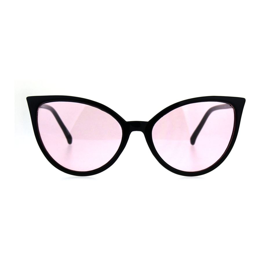 Womens Oversized Cat Eye Goth Pop Color Lens Plastic Sunglasses