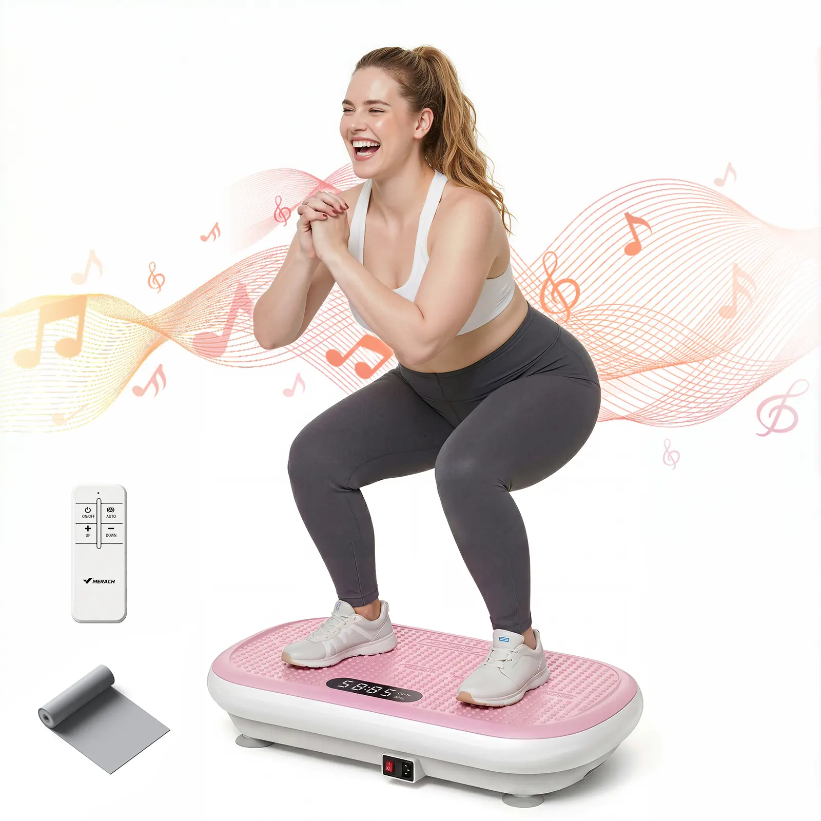 【Creator Live Exclusive】Merach High-Power Vibration Plate Exercise Machine, 440lbs Weight Capacity, Bluetooth Remote Control, 4 Workout Modes for Home Gym Fitness Equipment Summervibes
