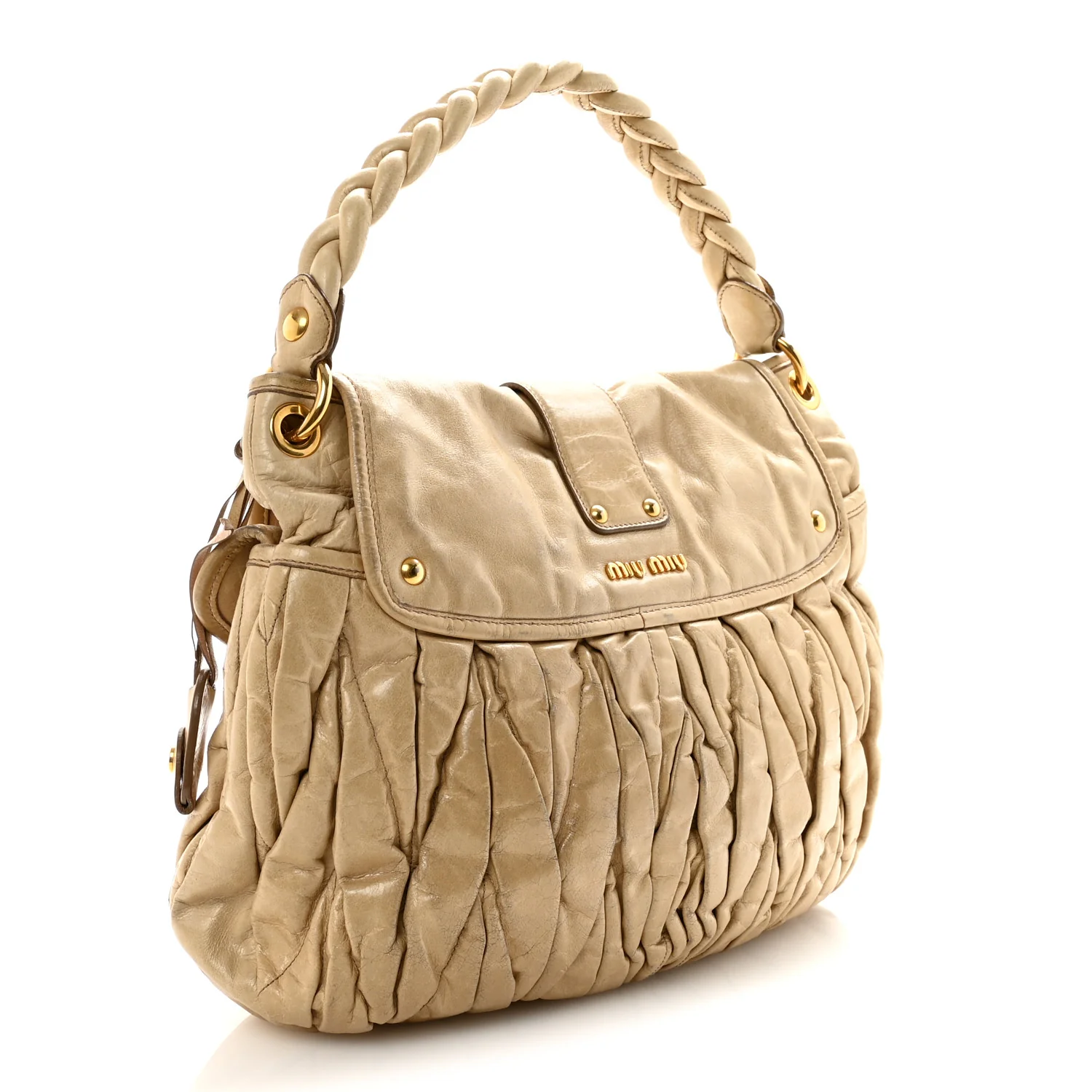 Nappa Matelasse Coffer Hobo Beige - Top Club