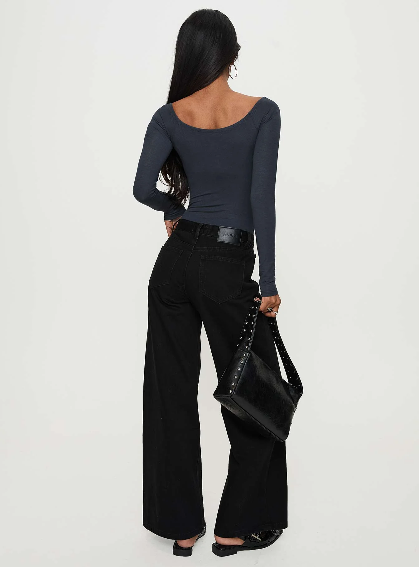 Colemane Mid Rise Wide Leg Jeans Black