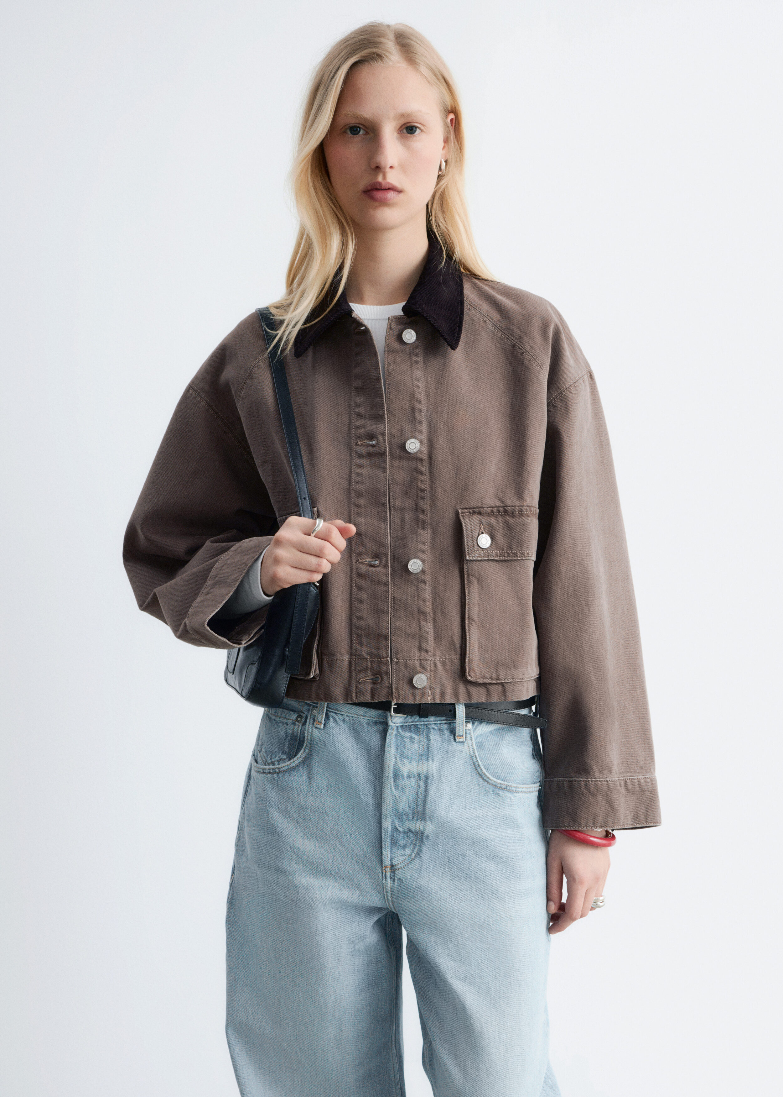 & Other Stories SHORT CORD-COLLAR DENIM JACKET