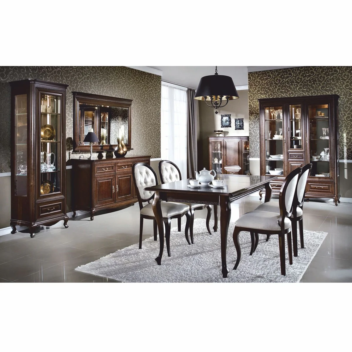 Luxury baroque display cabinet dark brown 66.2 x H. 206.6 cm - Baroque furniture