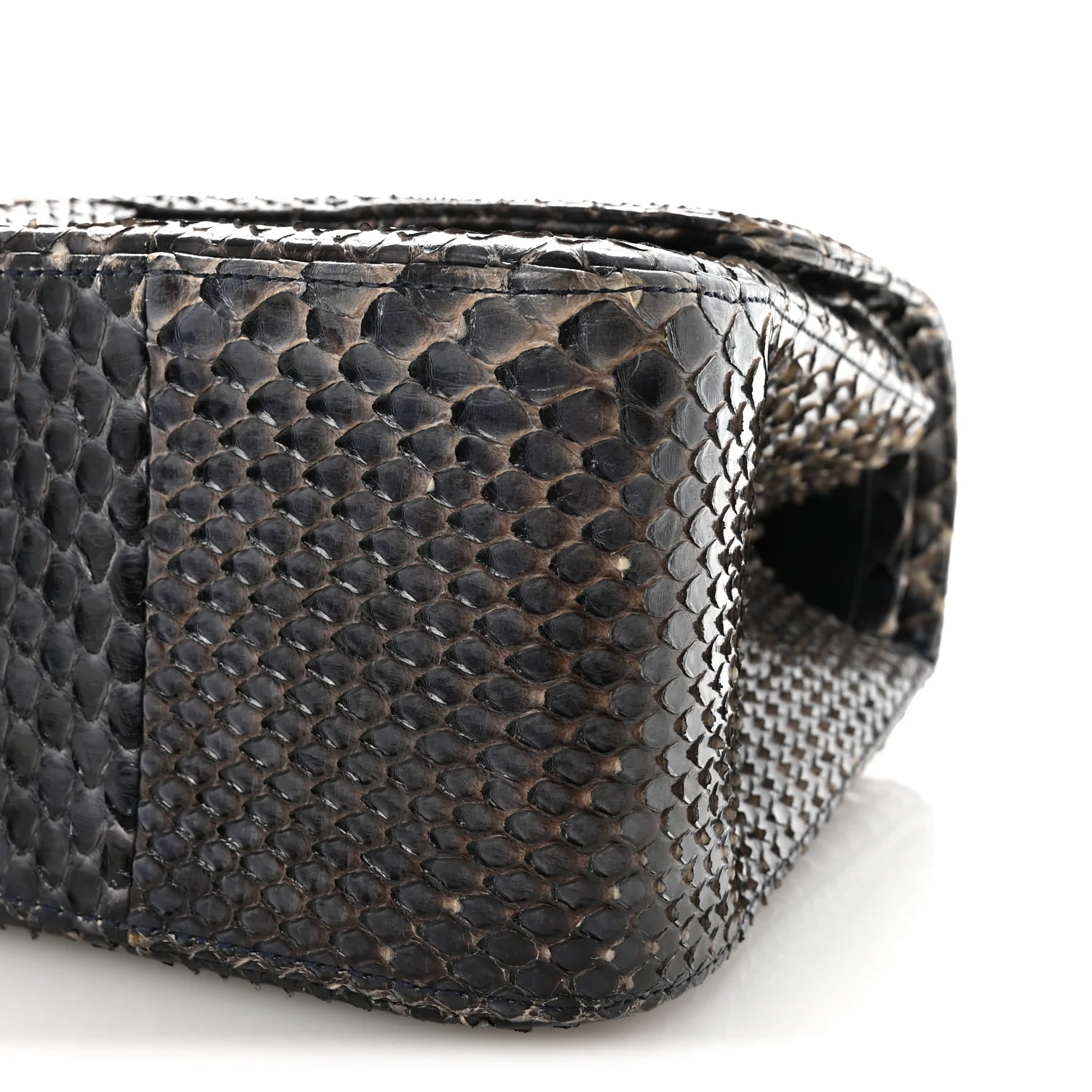 Metallic Snakeskin Jumbo Double Flap Blue - Top Club