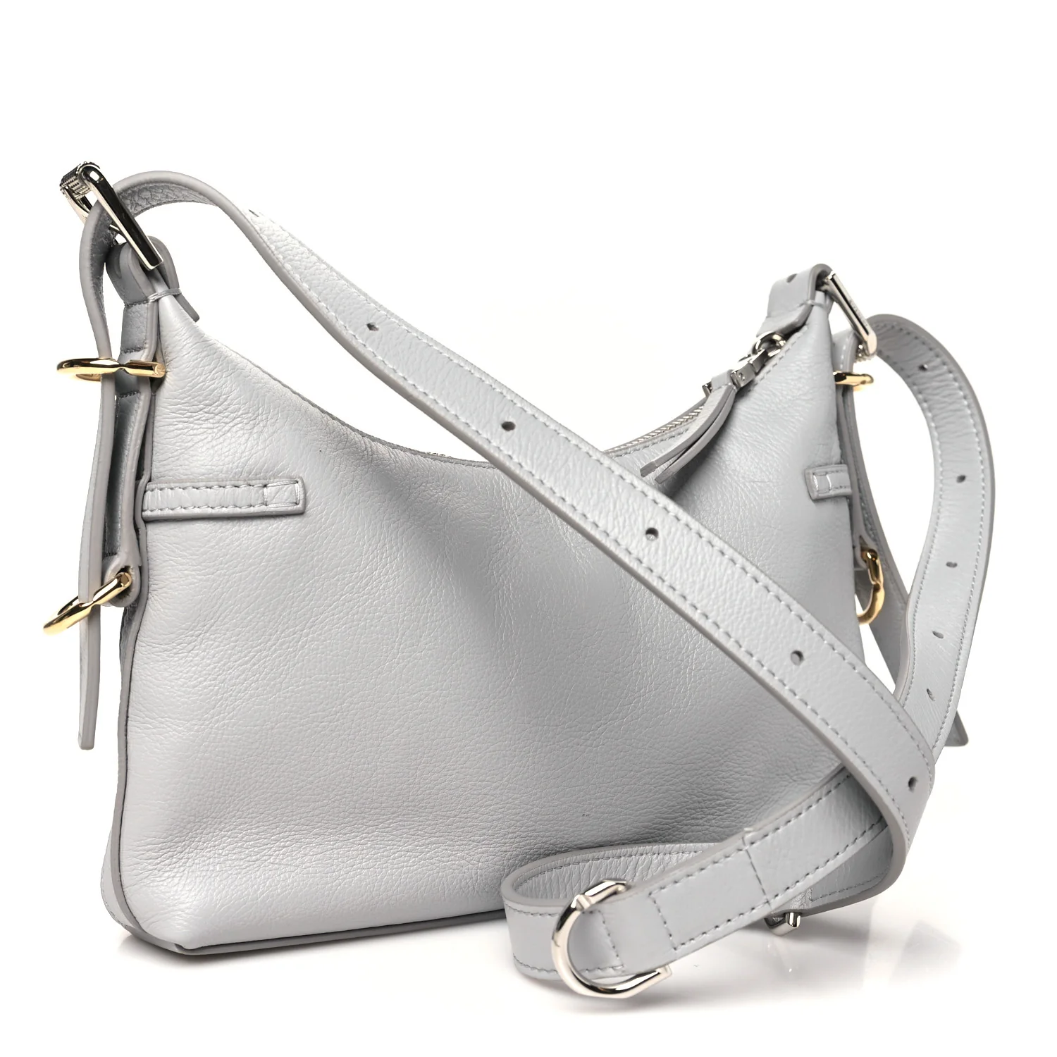 Tumbled Calfskin Mini Voyou Boyfriend Party Bag Light Grey - Top Club