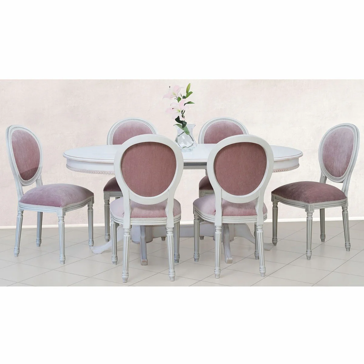 Luxury Baroque Dining Table White 160-200 cm - Baroque Dining Room Furniture