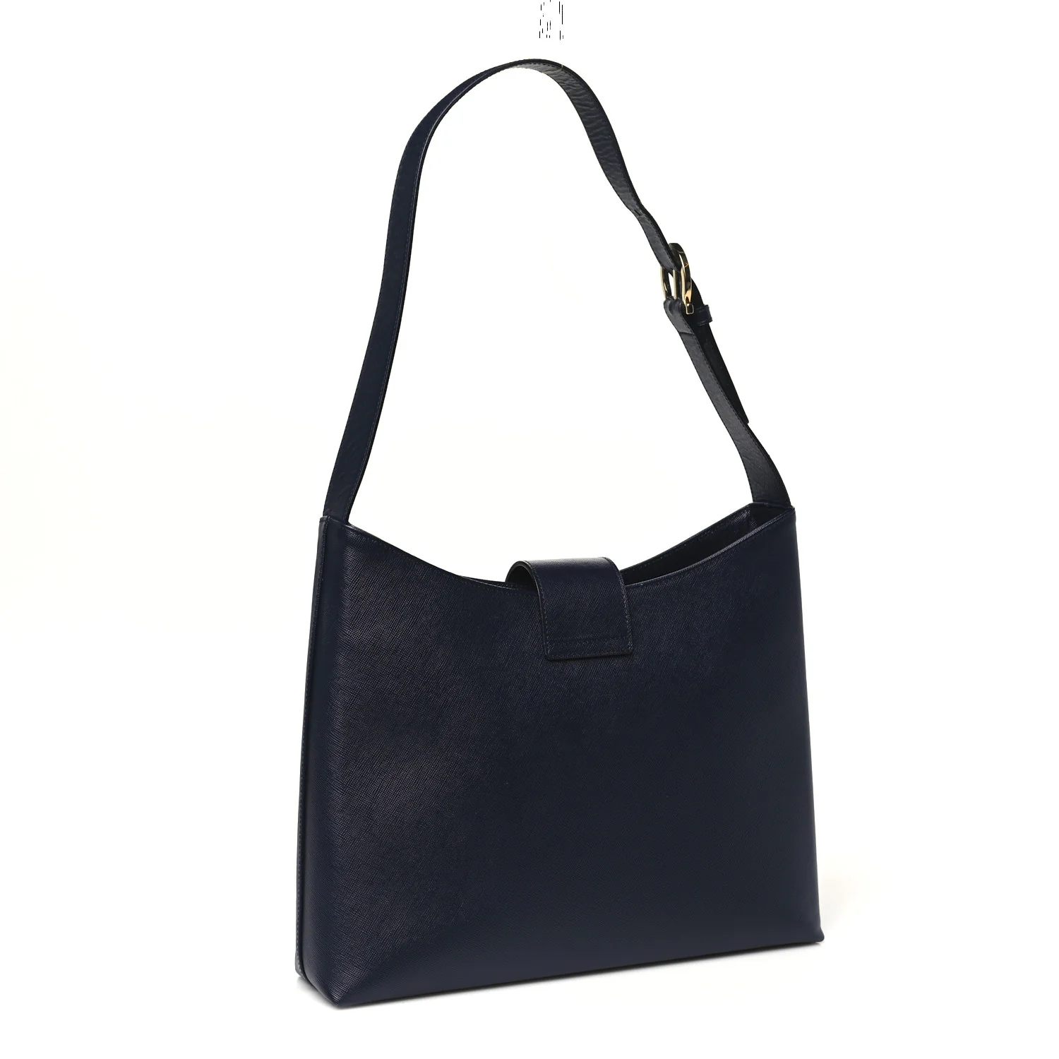 Hammered Calfskin Trifolio Shoulder Bag Navy - Top Club