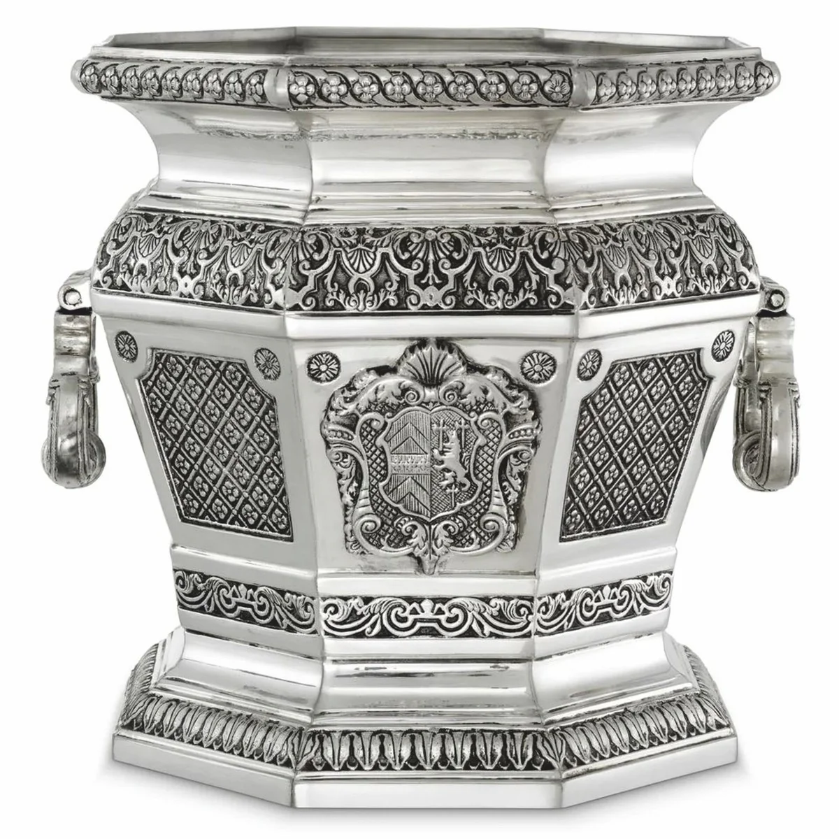 Luxury Baroque Deco Wine Cooler Antique Silver H. 30 cm - Hotel Deco