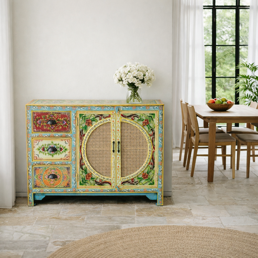 Ashara - Boho Dressoir Mangohout Handbeschilderd