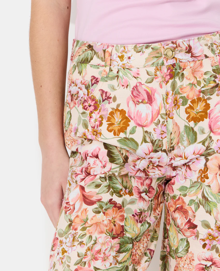 Pimkie Pantalon droit motif fleurs façon tapisserie